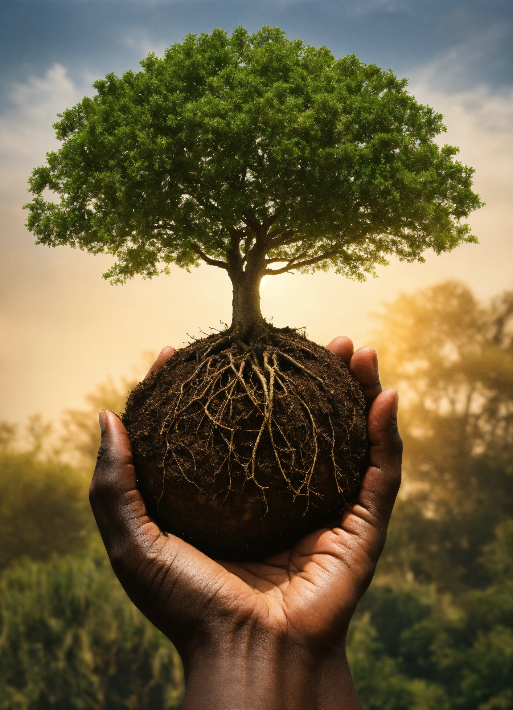Lexica - The hand of an African American person with a tree in the palm ...