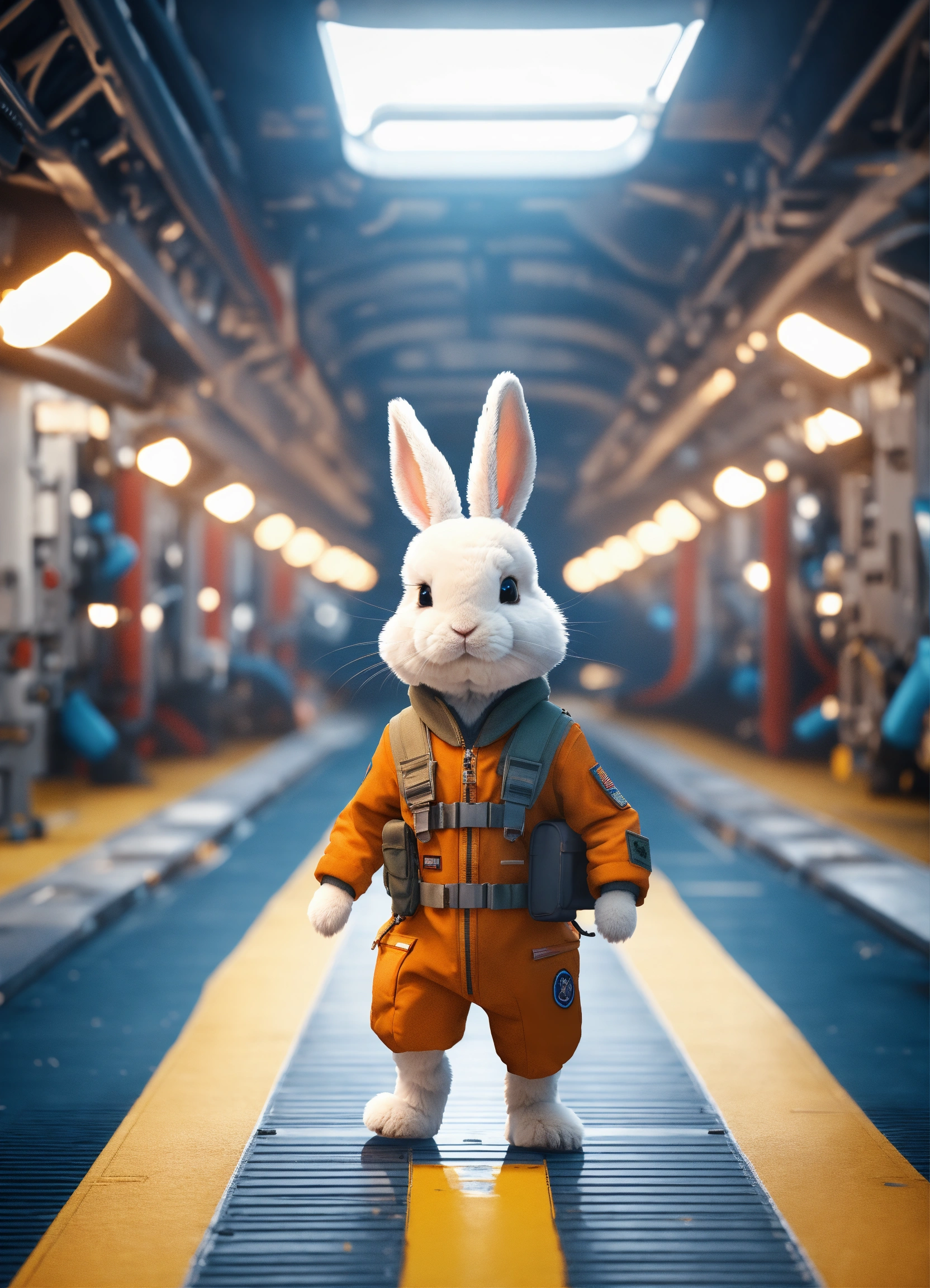 Lexica - A cute fluffy rabbit pilot walking on a military aircraft ...