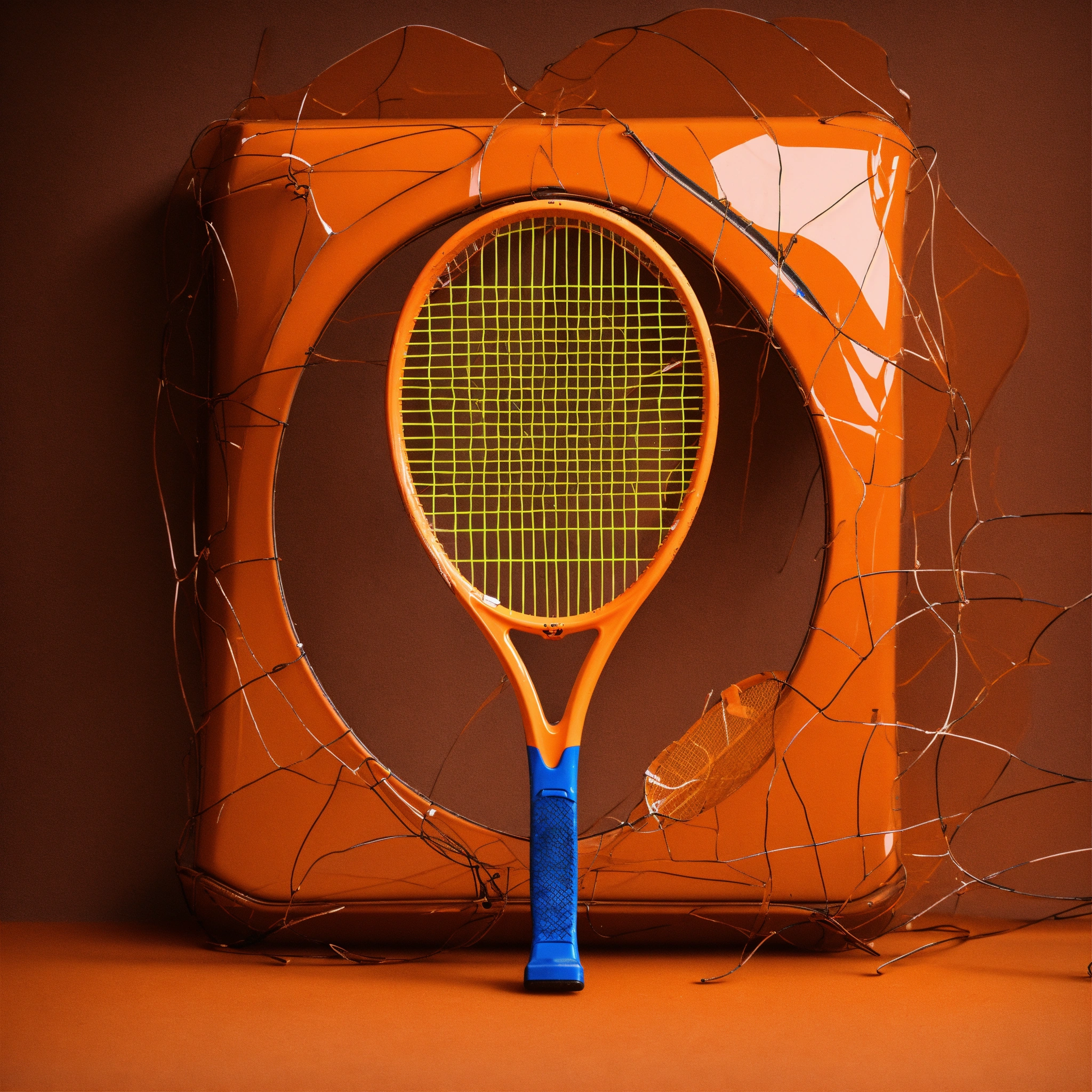 Lexica - Orange broken futuristic tennis racket
