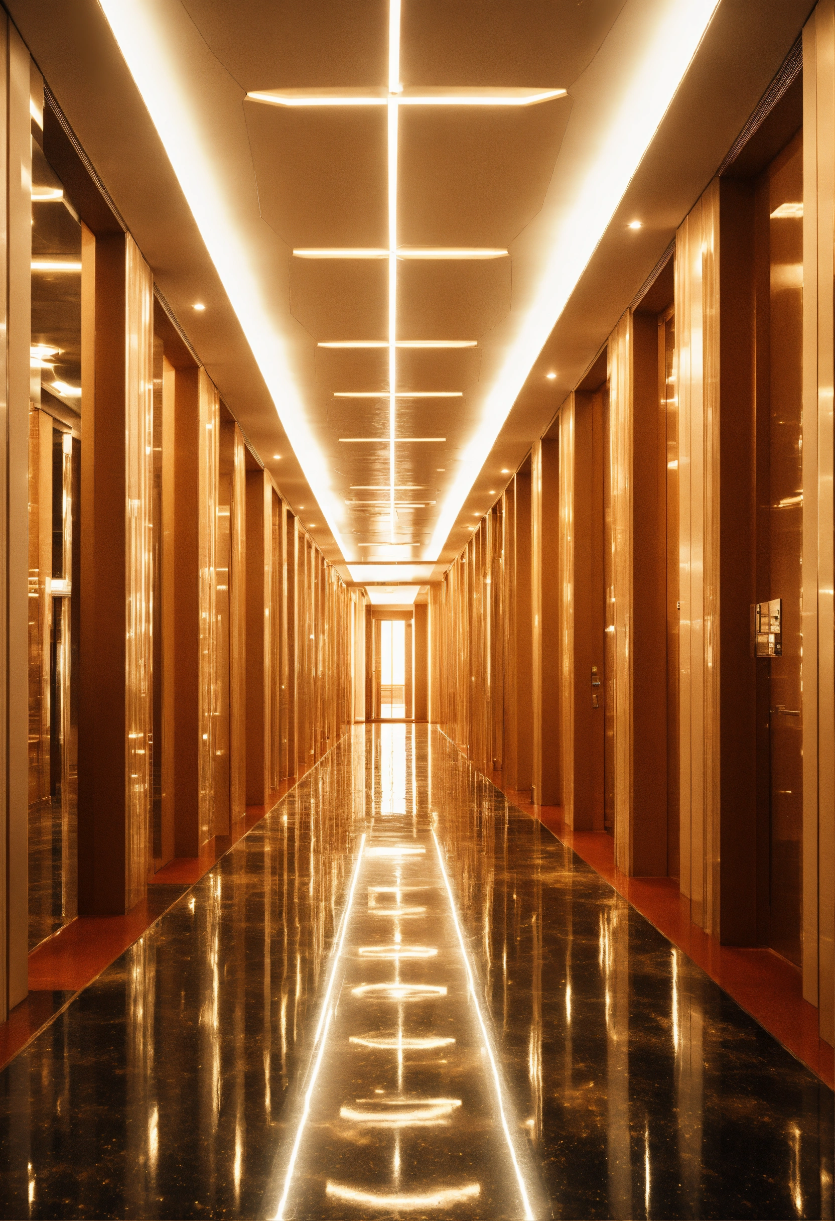 Lexica - Futuristic hallway inside a building, shining and elegant