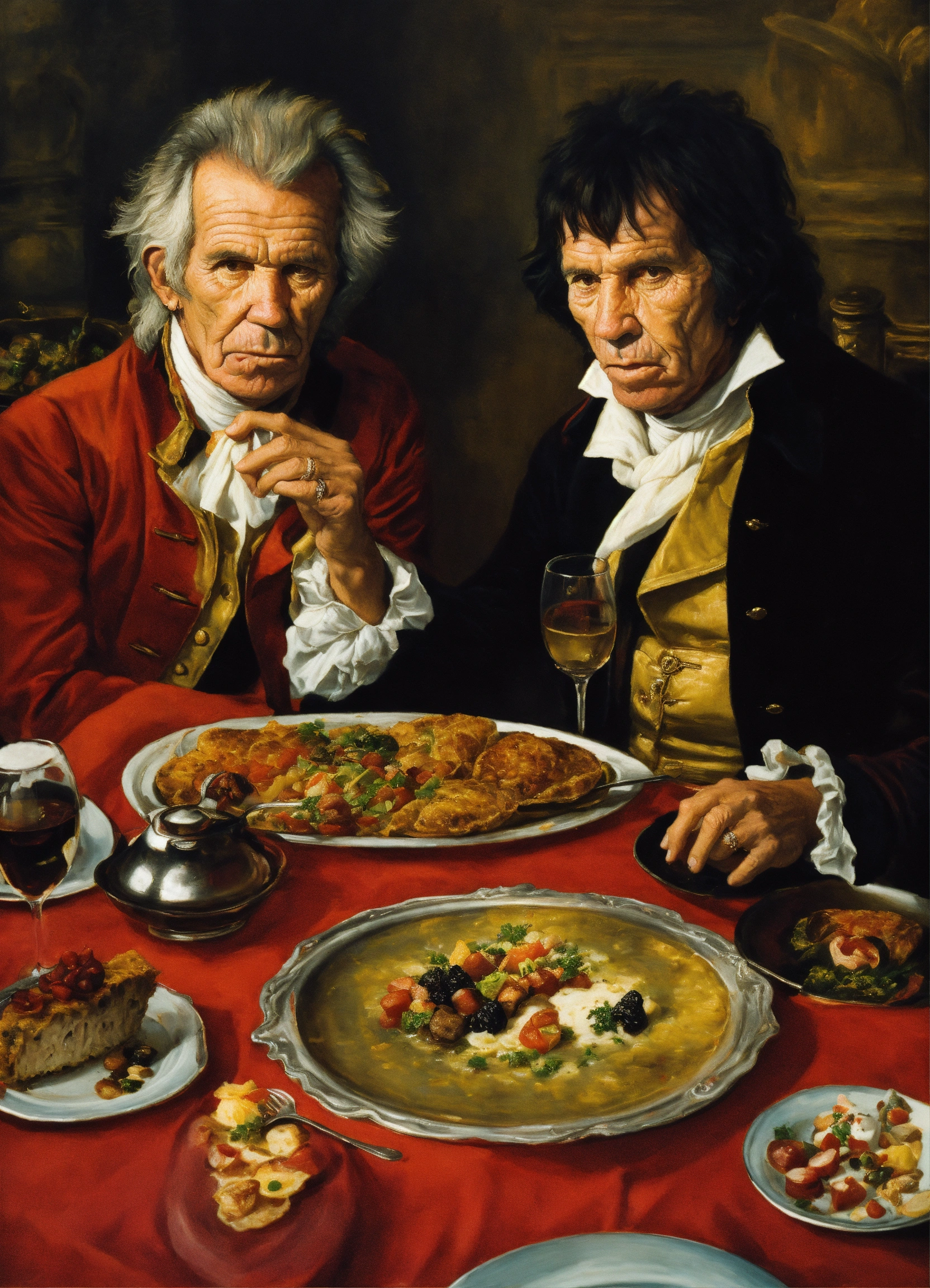 Lexica - Portrait of Keith Richards and Robespierre eating iconic ...