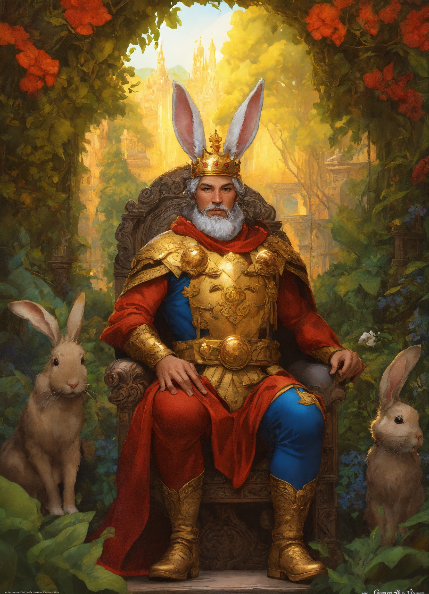 Lexica - Human King with two rabbit ear, 60 years old, fantasy, fable ...