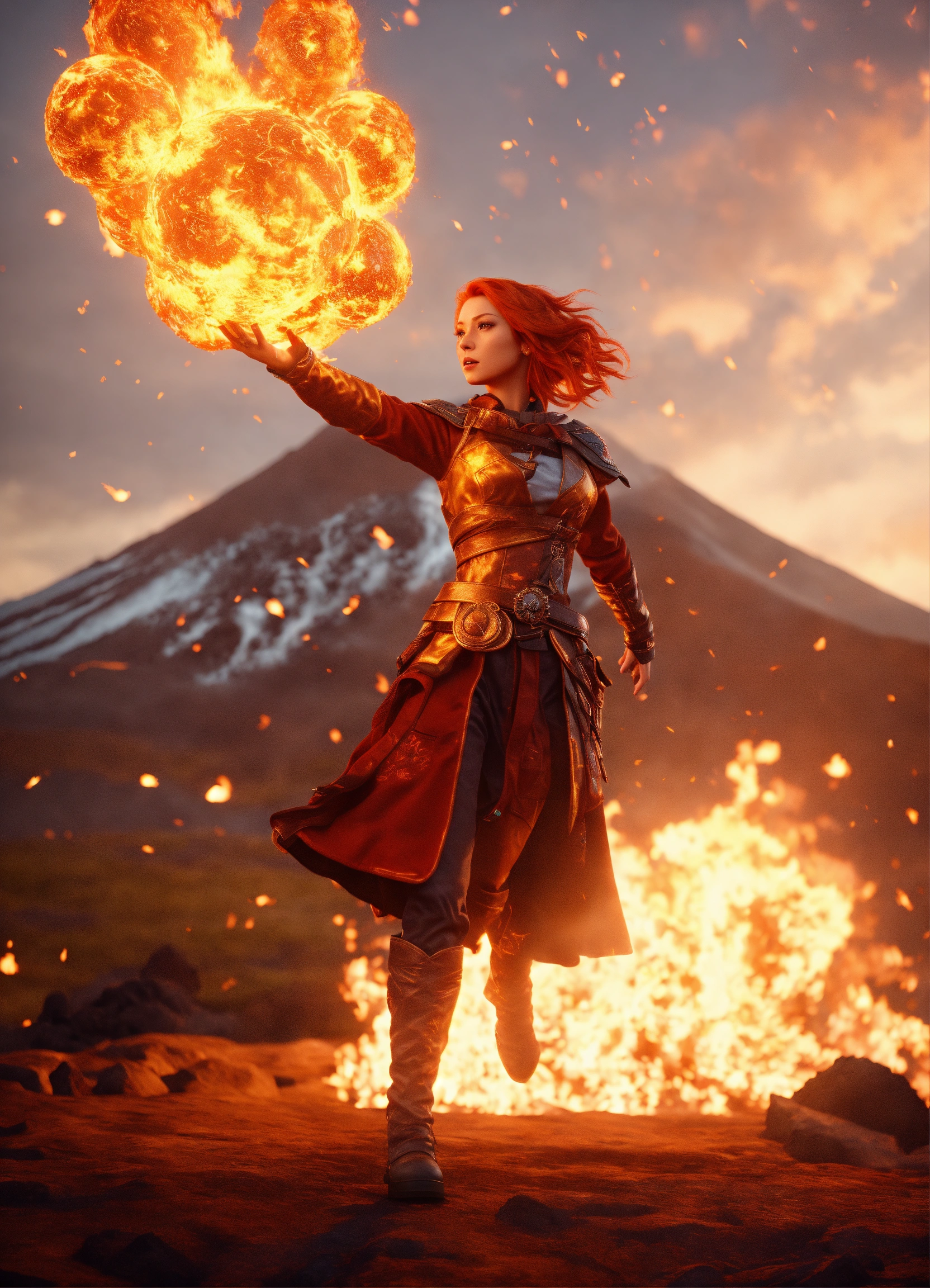 Lexica - Small female pale skinned redhead fire elemental mage wearing ...