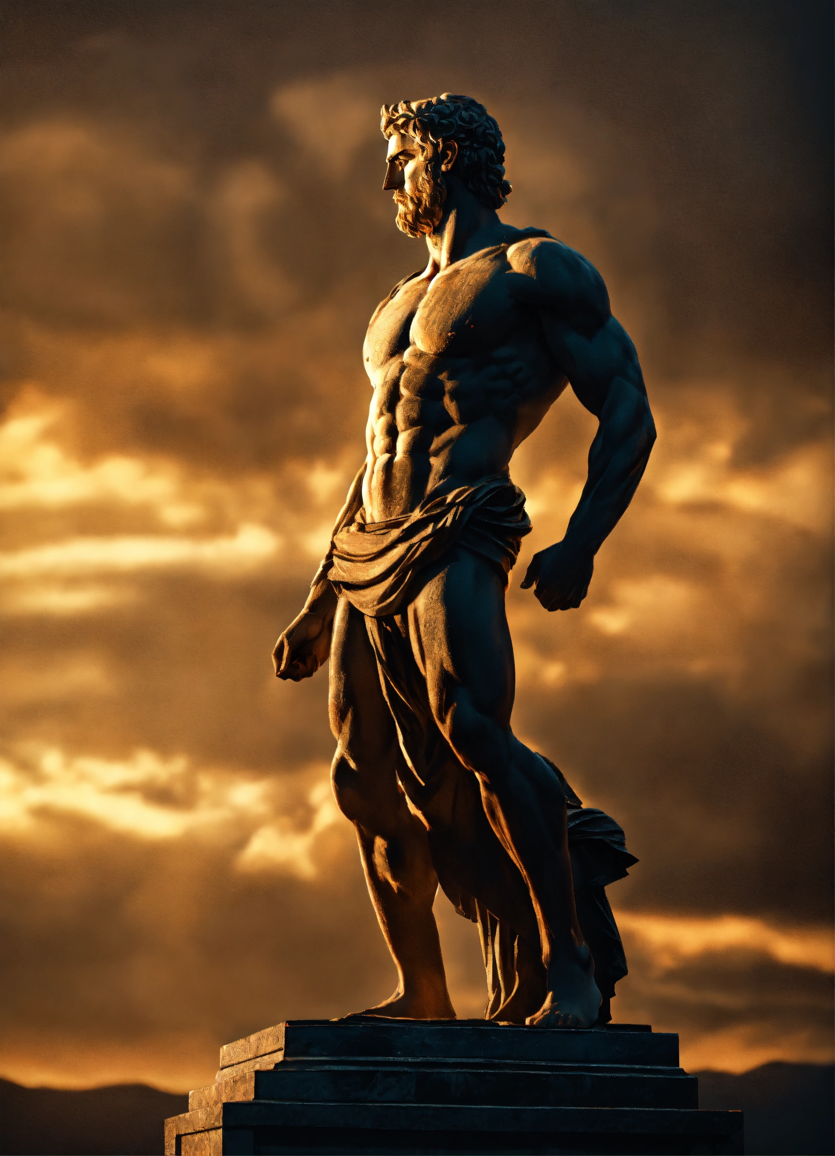 Lexica - Stoic greek statue with very muscular body in profile, strong ...