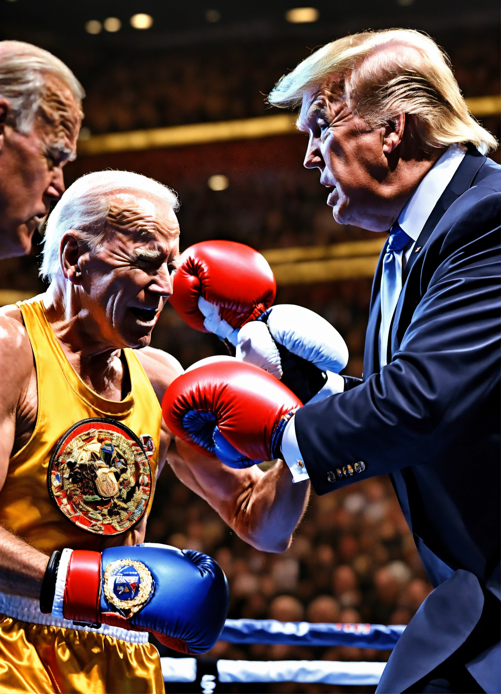 Lexica - Donald trump boxing, left boxing hook on joe biden