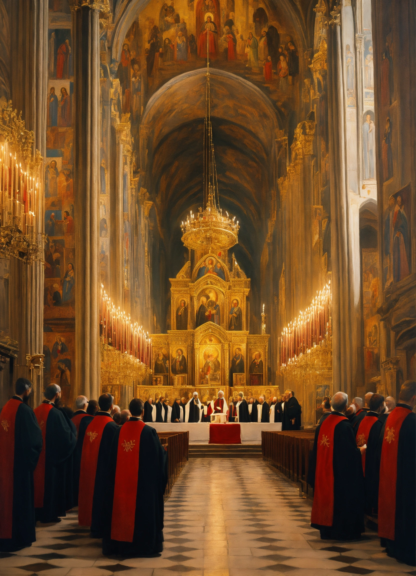 Lexica - A painting of a orthodox choir in a cathedral