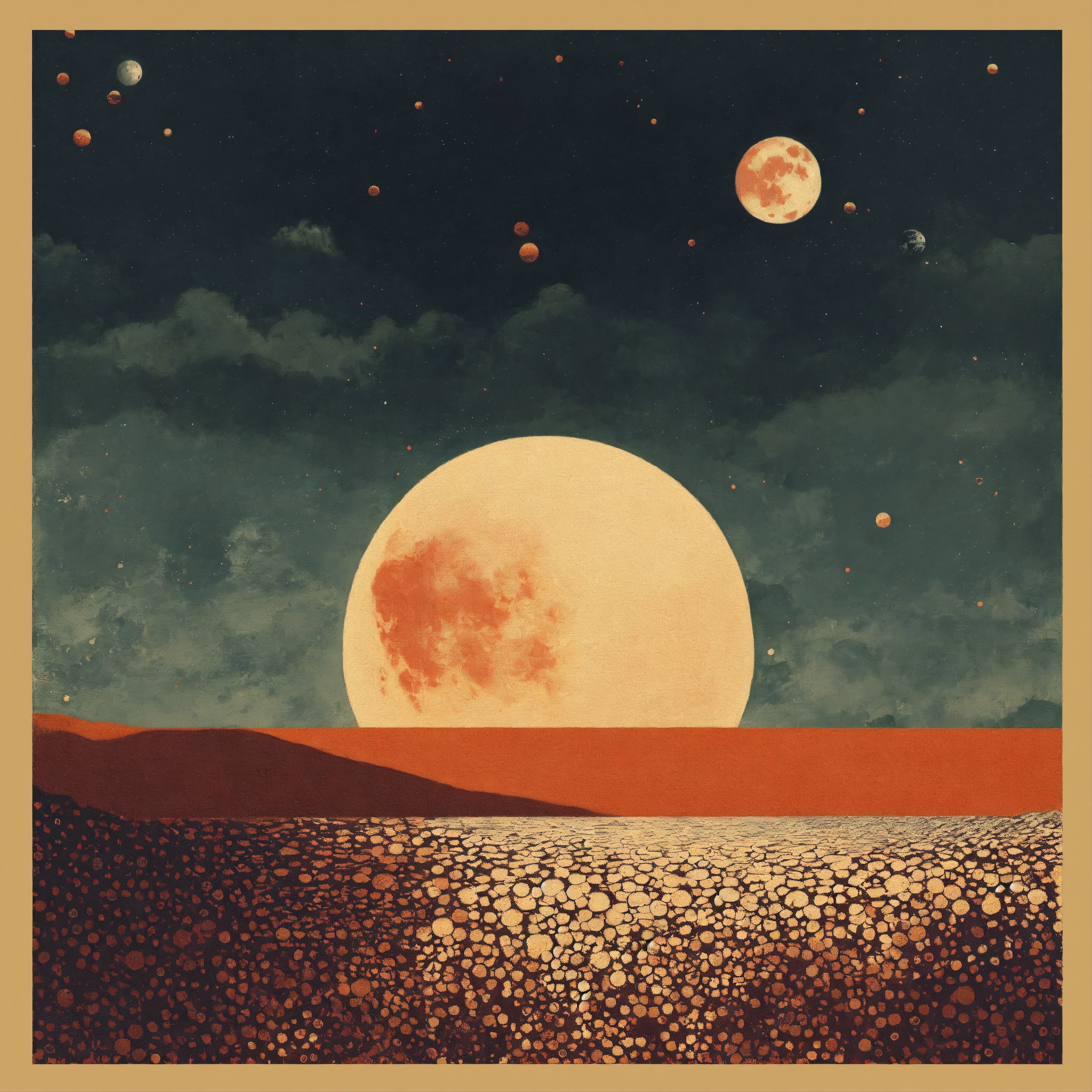 Lexica - Moon profile + Halftone pattern + editorial illustration of ...