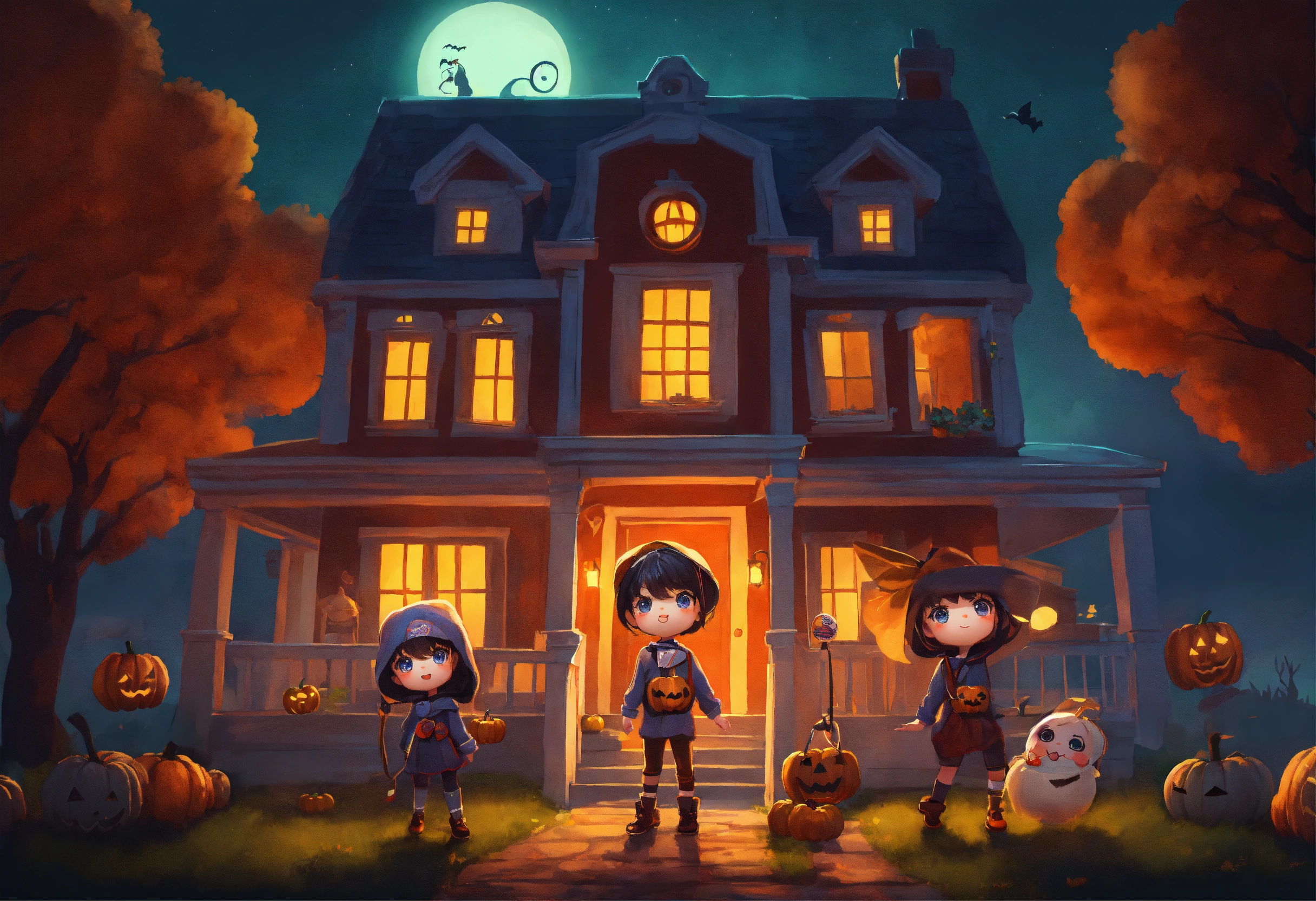 Lexica - Digital artistic image of cute little chibi kids in the style ...