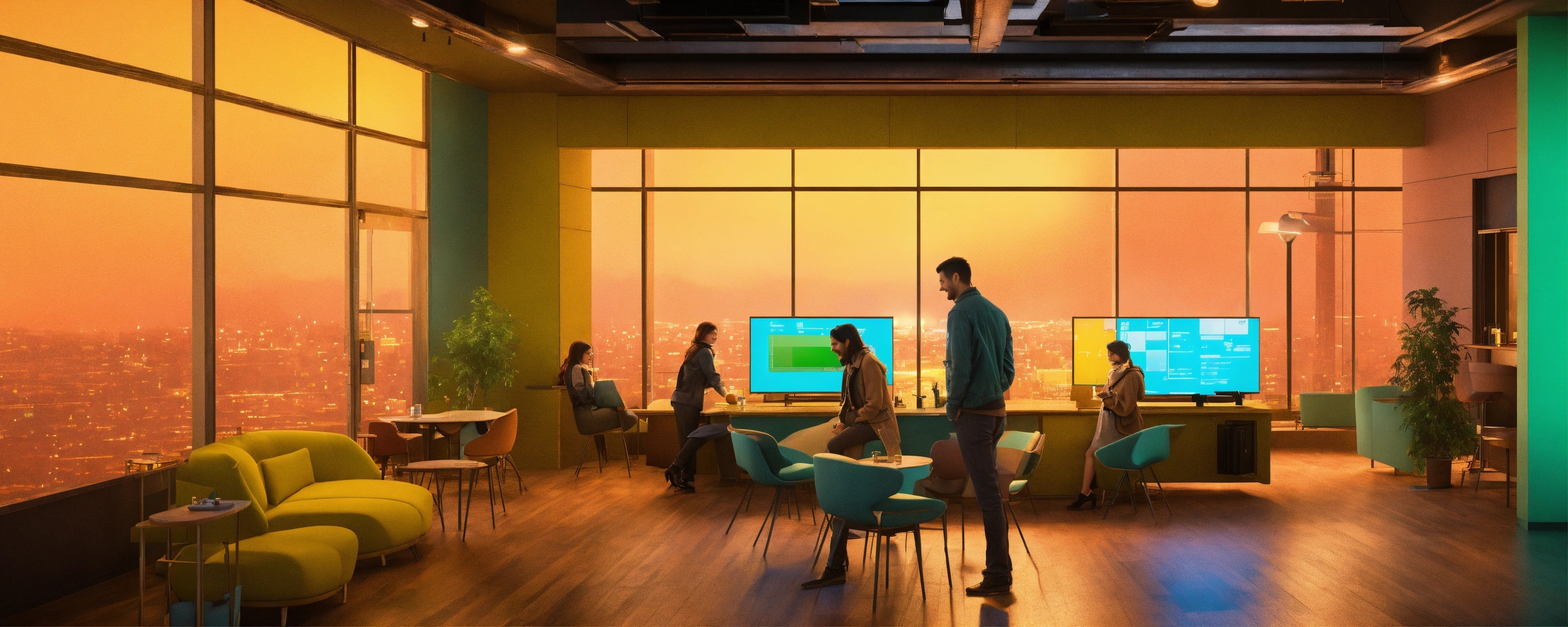 Lexica - People interacting, Modern style scene and furnitures, high ...