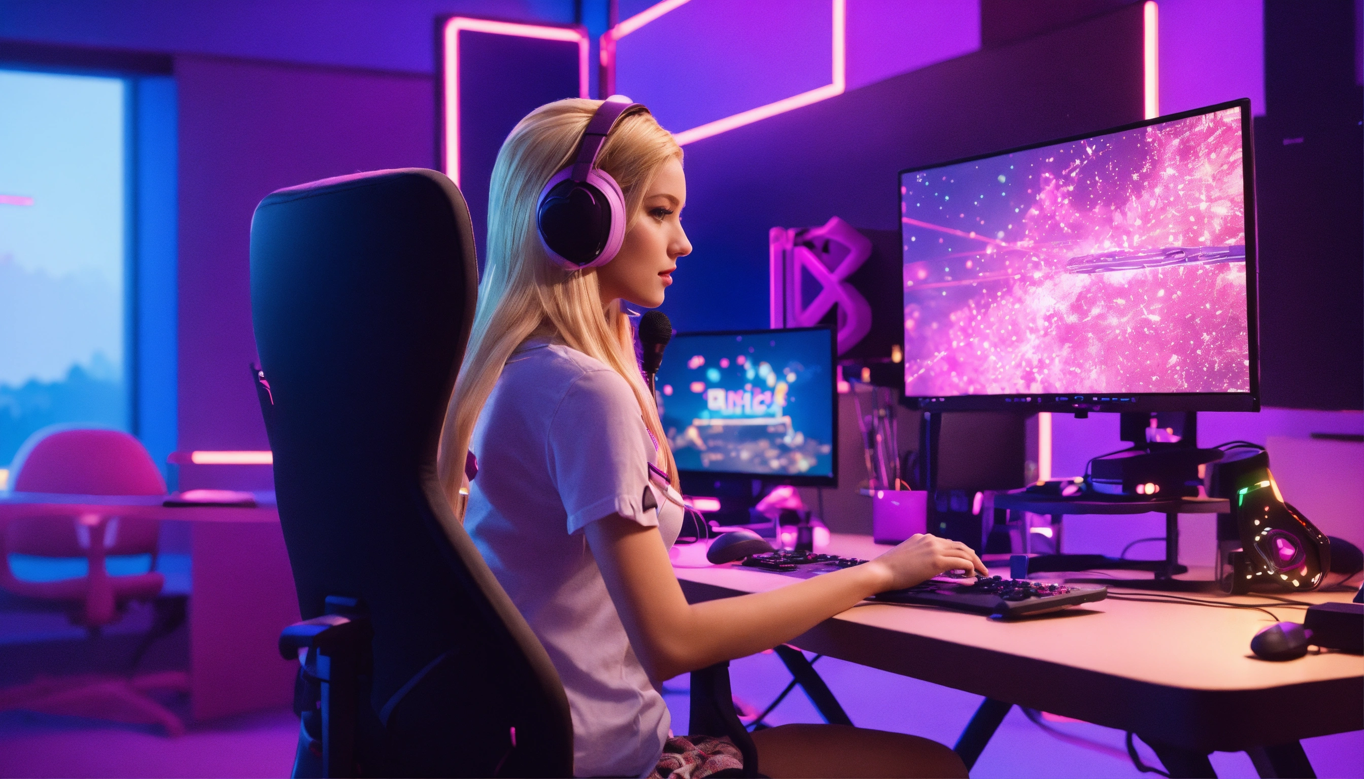 Lexica - Cute blonde European woman, long hair, streamer, gamer ...