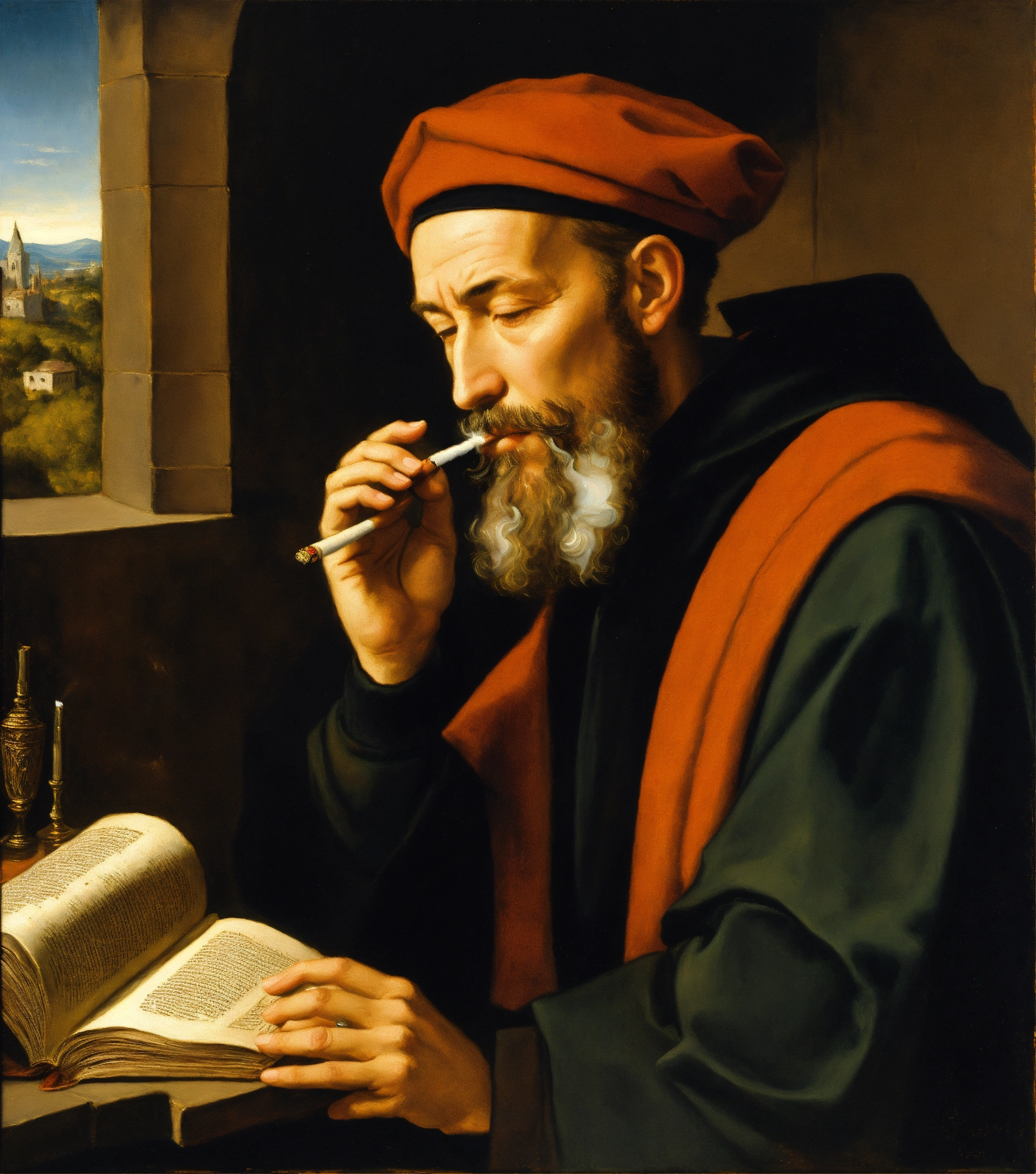 Lexica The Theologian Jean Calvin Smoking A Joint Old Painting