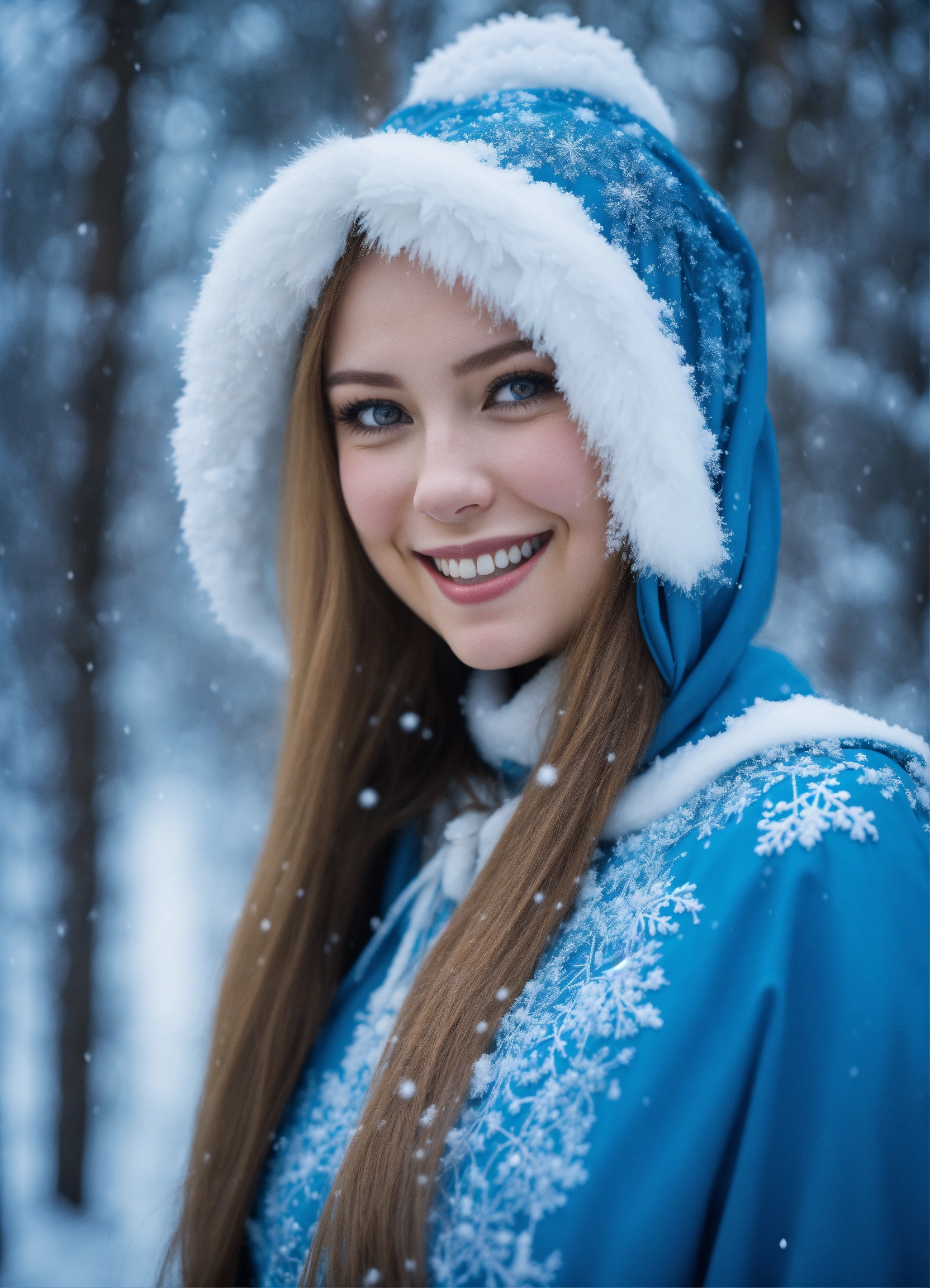 Lexica Rosy Cheeked Smiling Snow Maiden In The Winter Forest Walking Full Length In The Snow