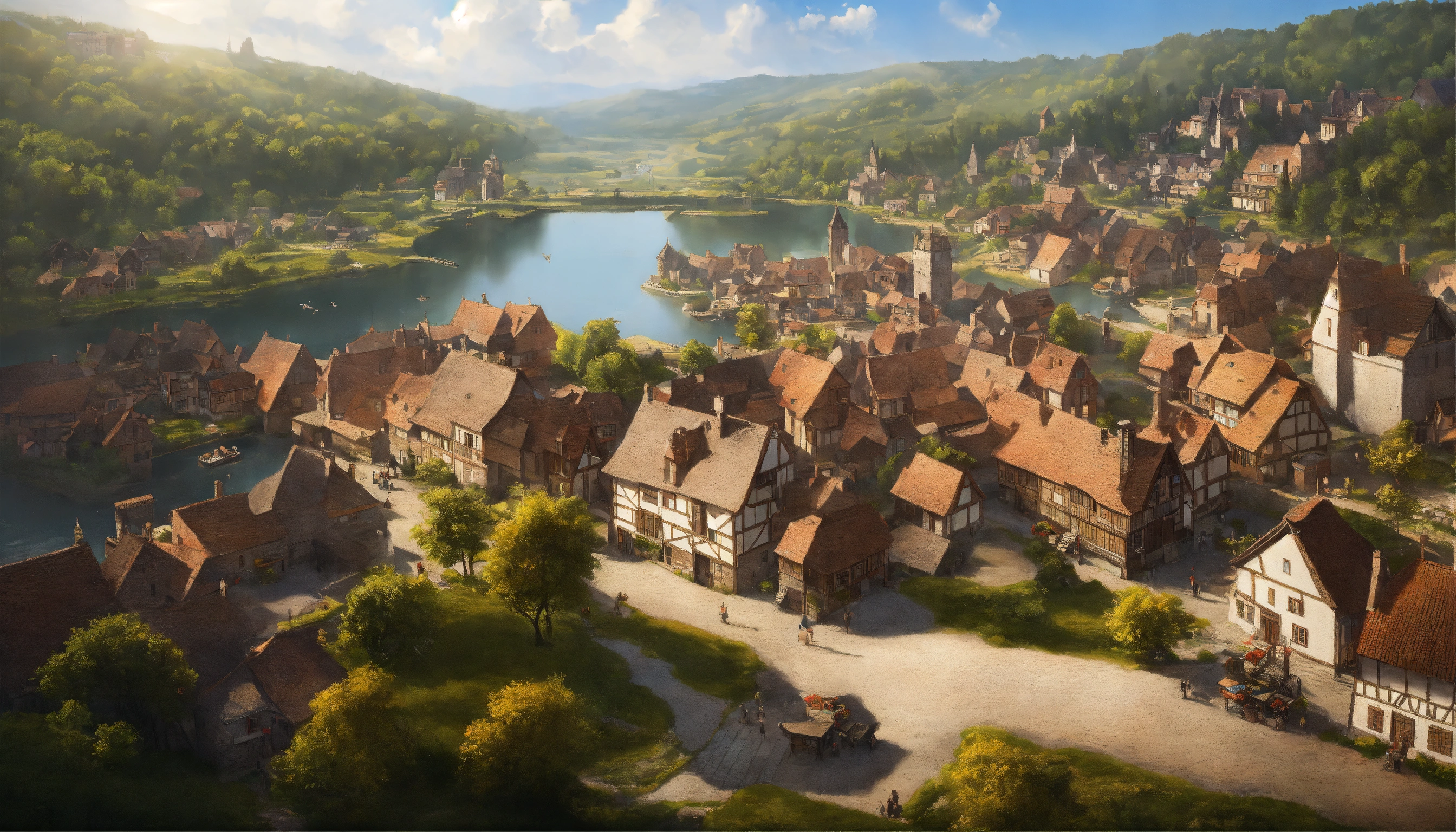 Lexica - Highly realistic, photography, Bird's eye view of a medieval ...