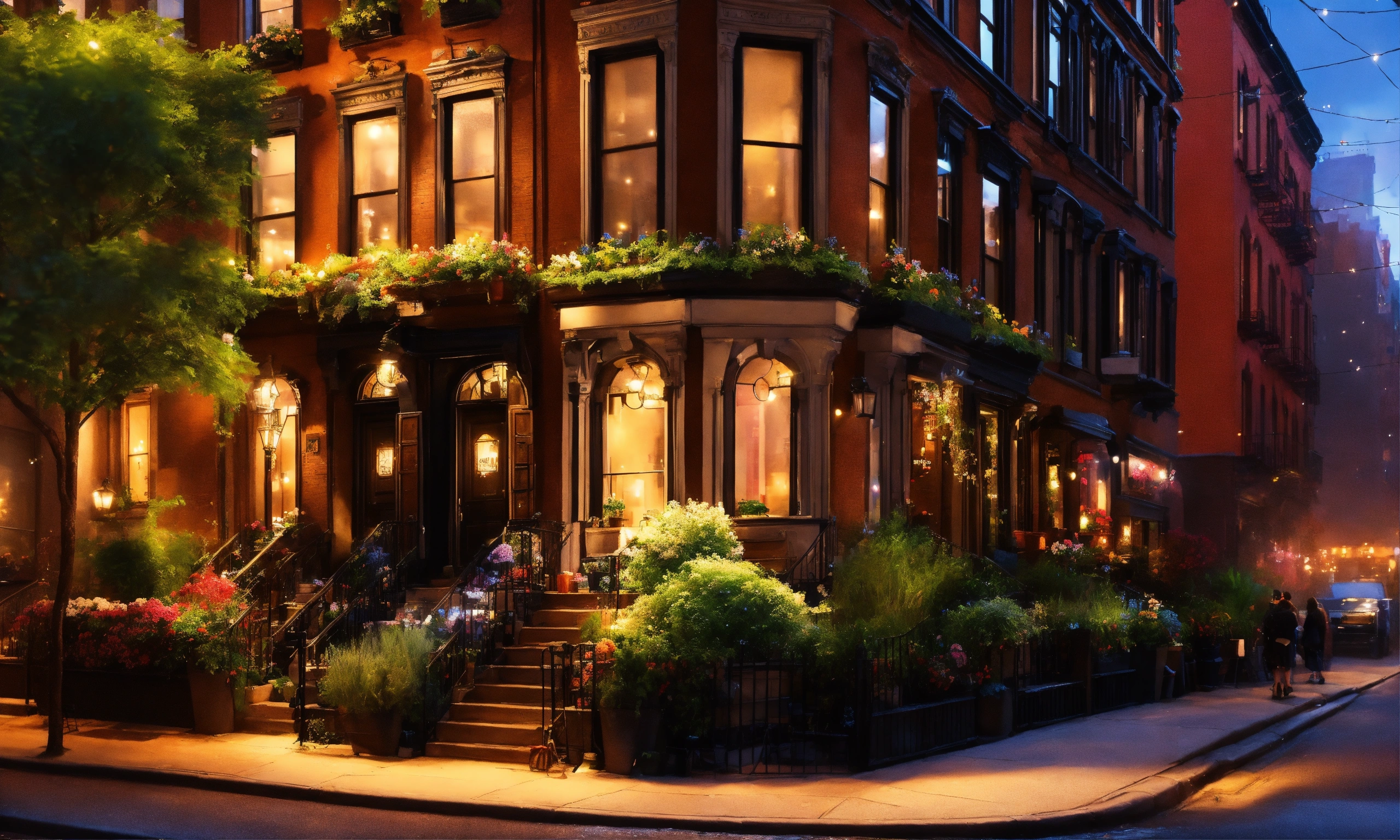 Lexica - Epic shot of a brownstone houses in Greenwich Village in New ...