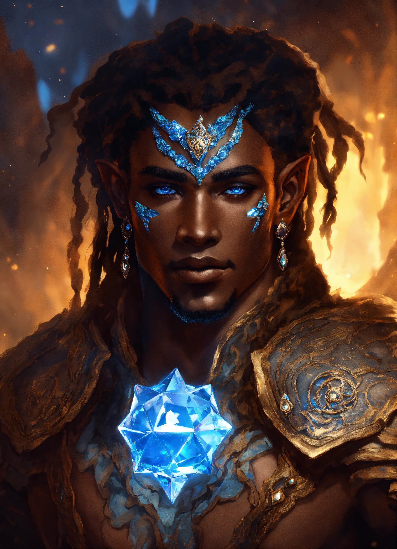 Lexica Fantasy Portrait Of Male Earth Genasi Brown Skin Rock 