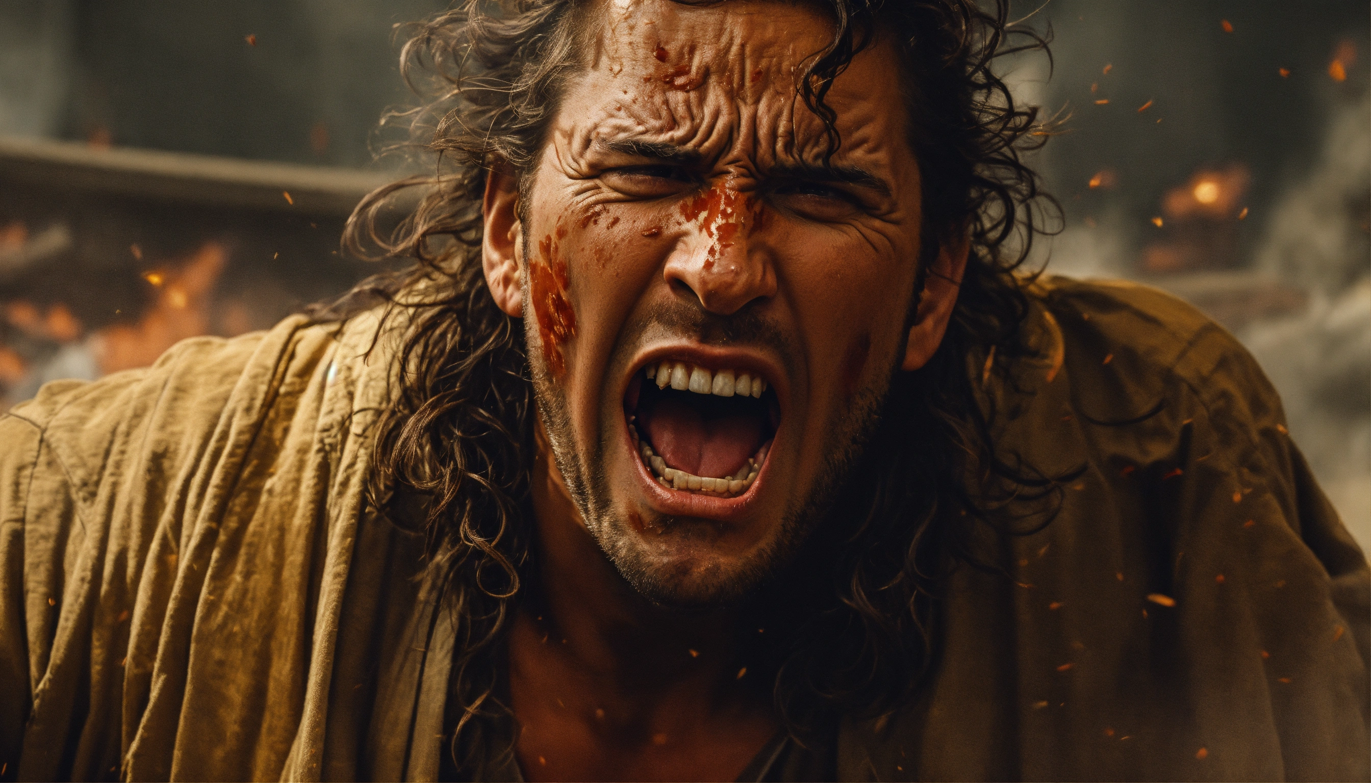 Lexica - Enraged stoic man, suffering, screaming,realistic, 169.8k