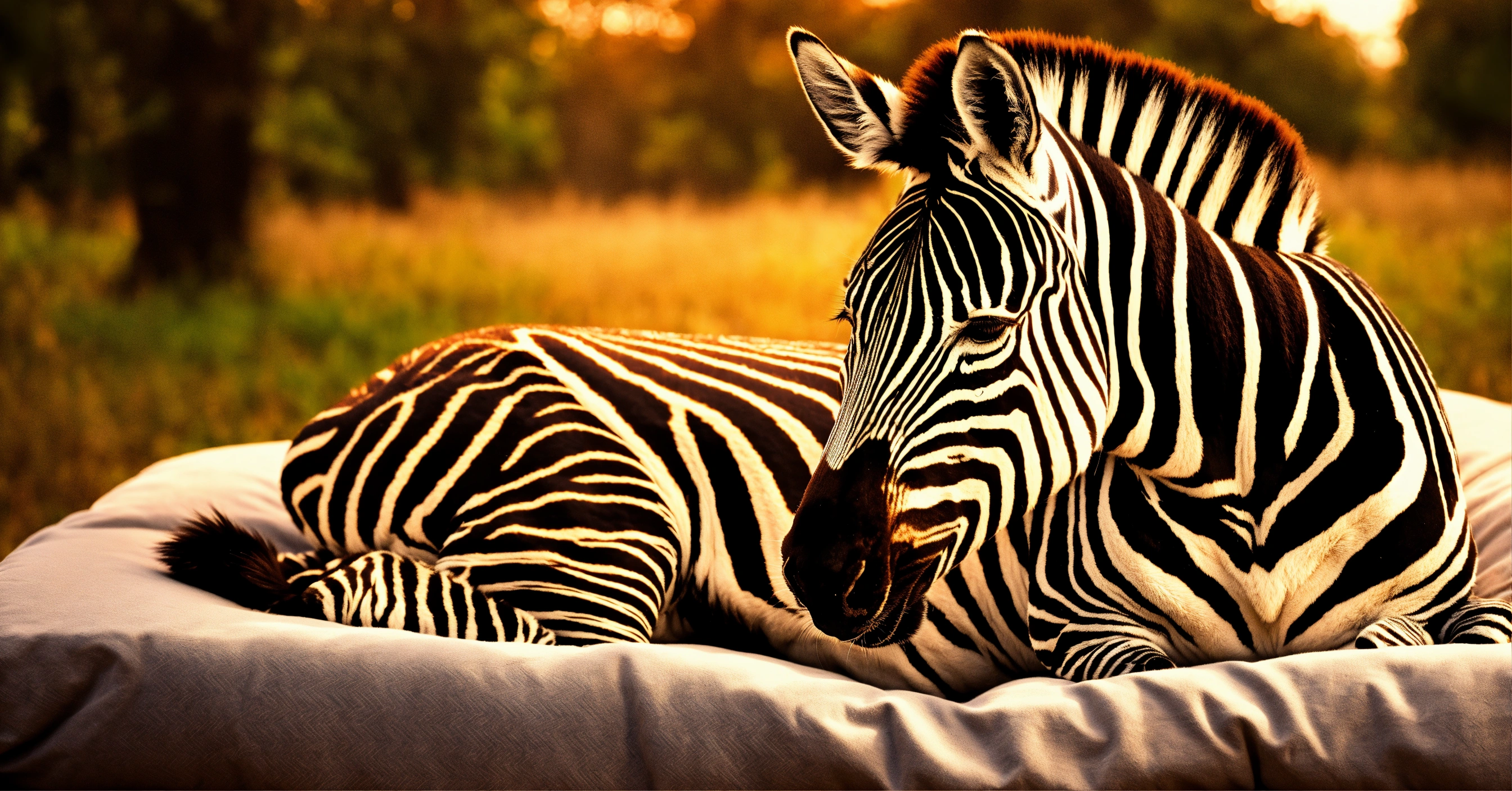 Lexica - Zebra is sleeping on a pillow, music is playing, eyes are ...