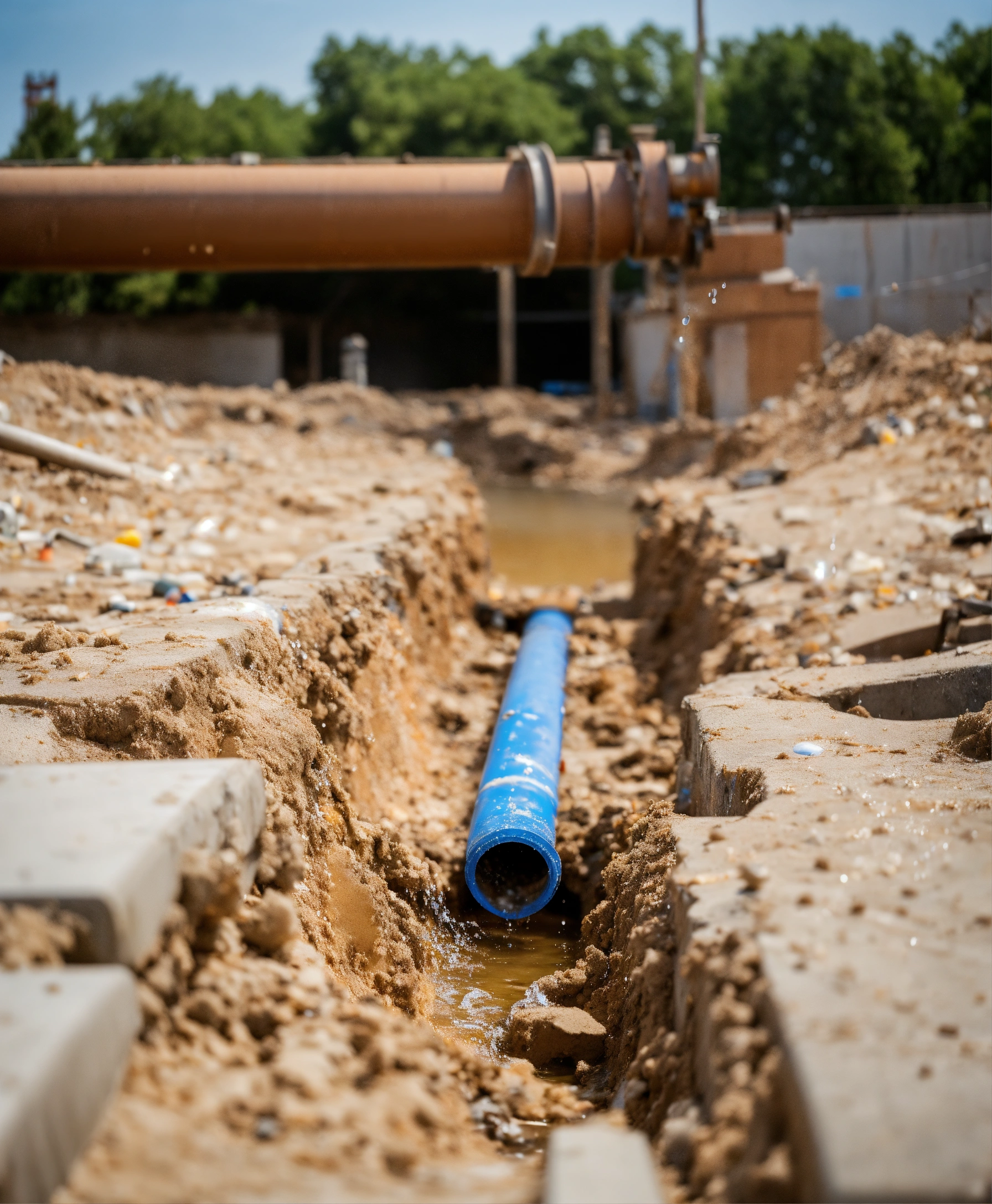 Lexica - Broken plastic pipe at a construction site in need of repair ...