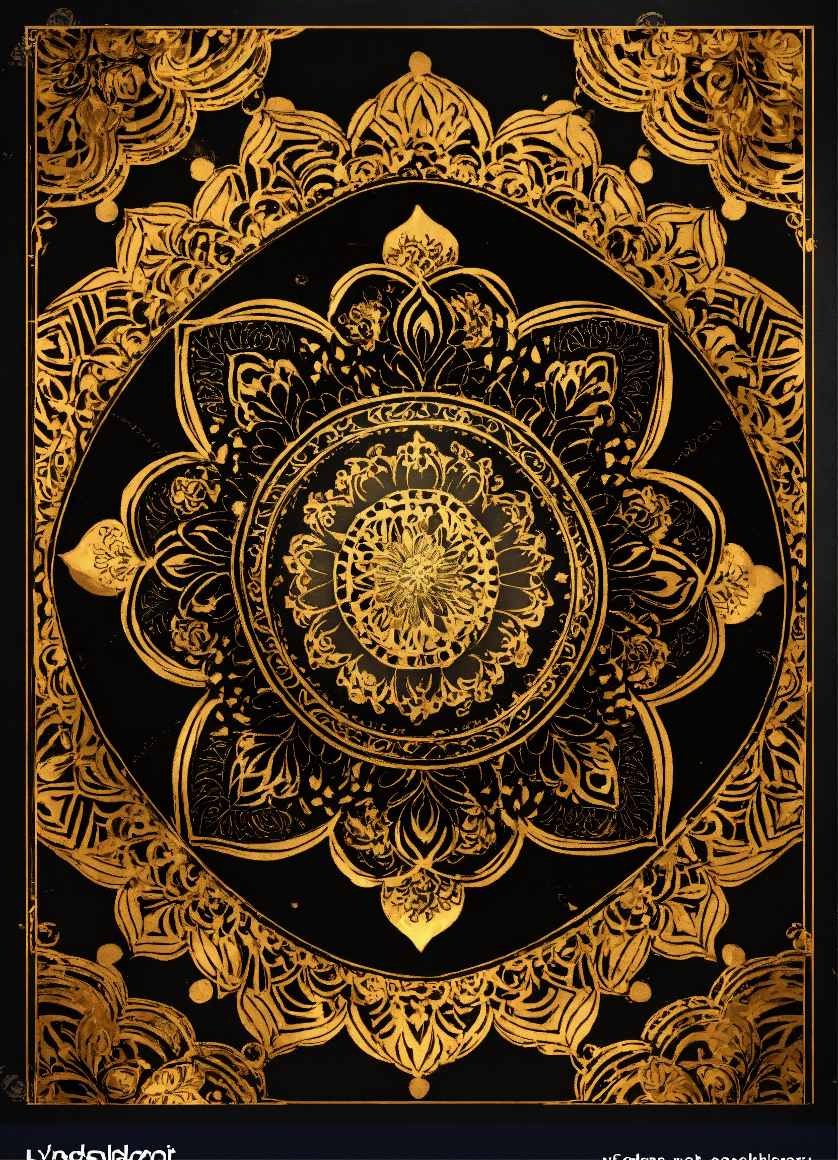Lexica - Golden and black Mandala Art Background With Border Invitation ...