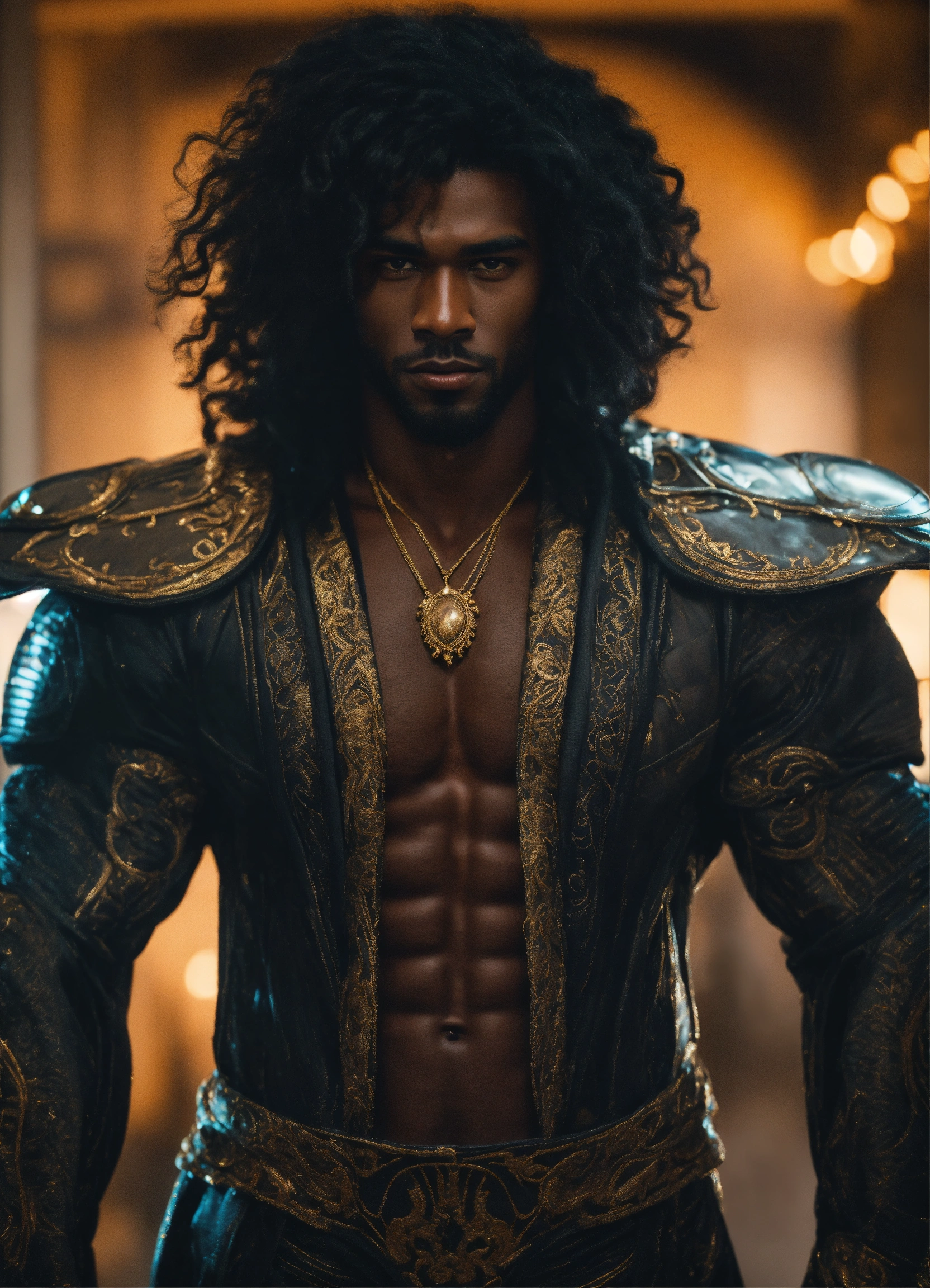 Lexica - Handsome human-looking alien male. With black skin. Arab ...