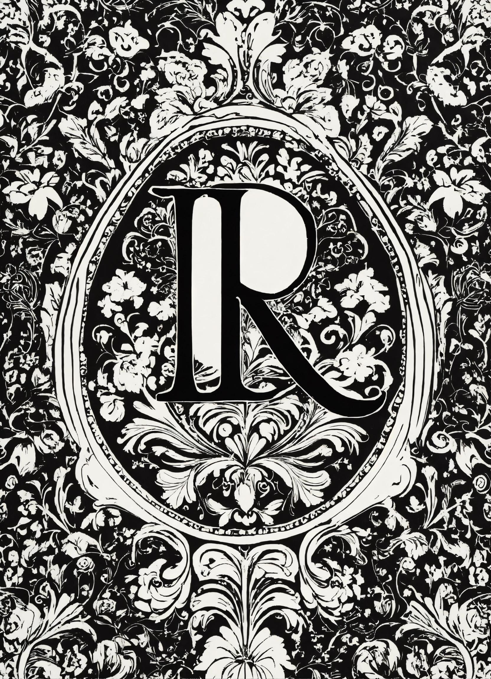 Lexica - R monogram fancy black and white