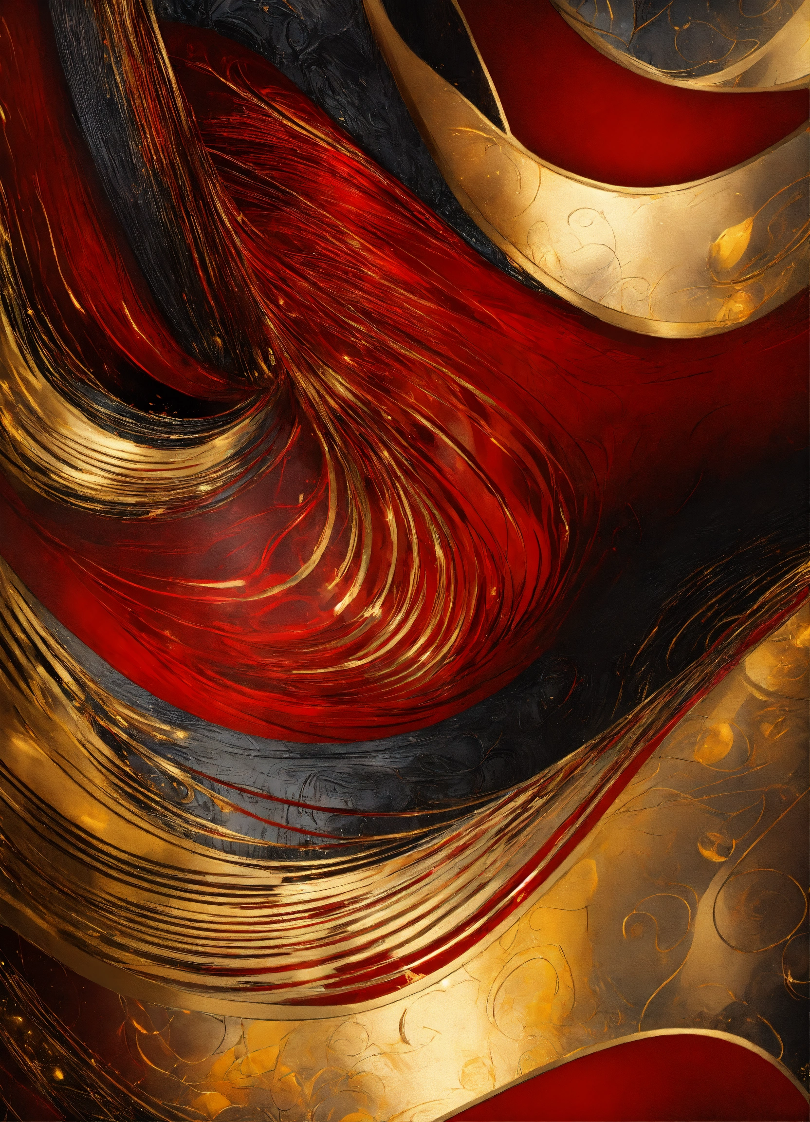 Lexica - Red gold and black abstract design, highly detailed