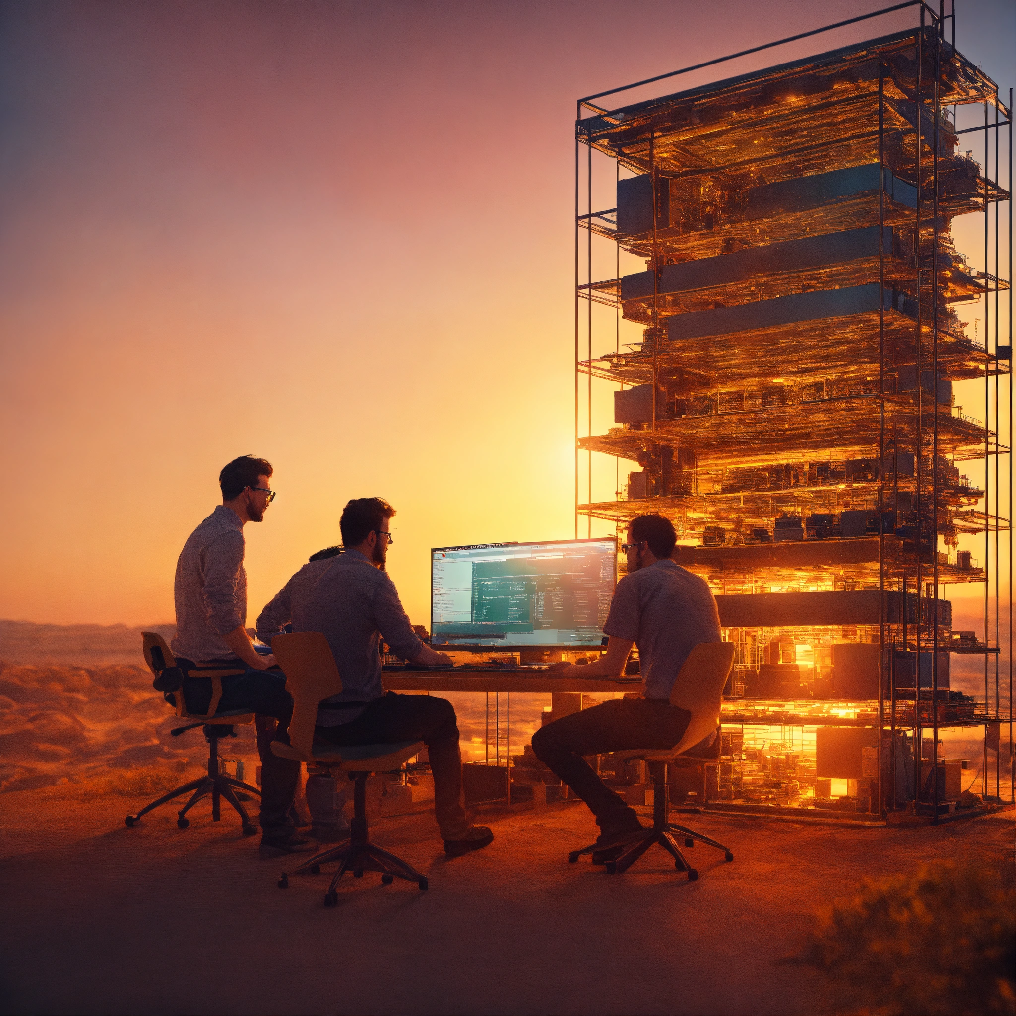 Lexica - Ultra realistic bright photo of developers working on a a very ...