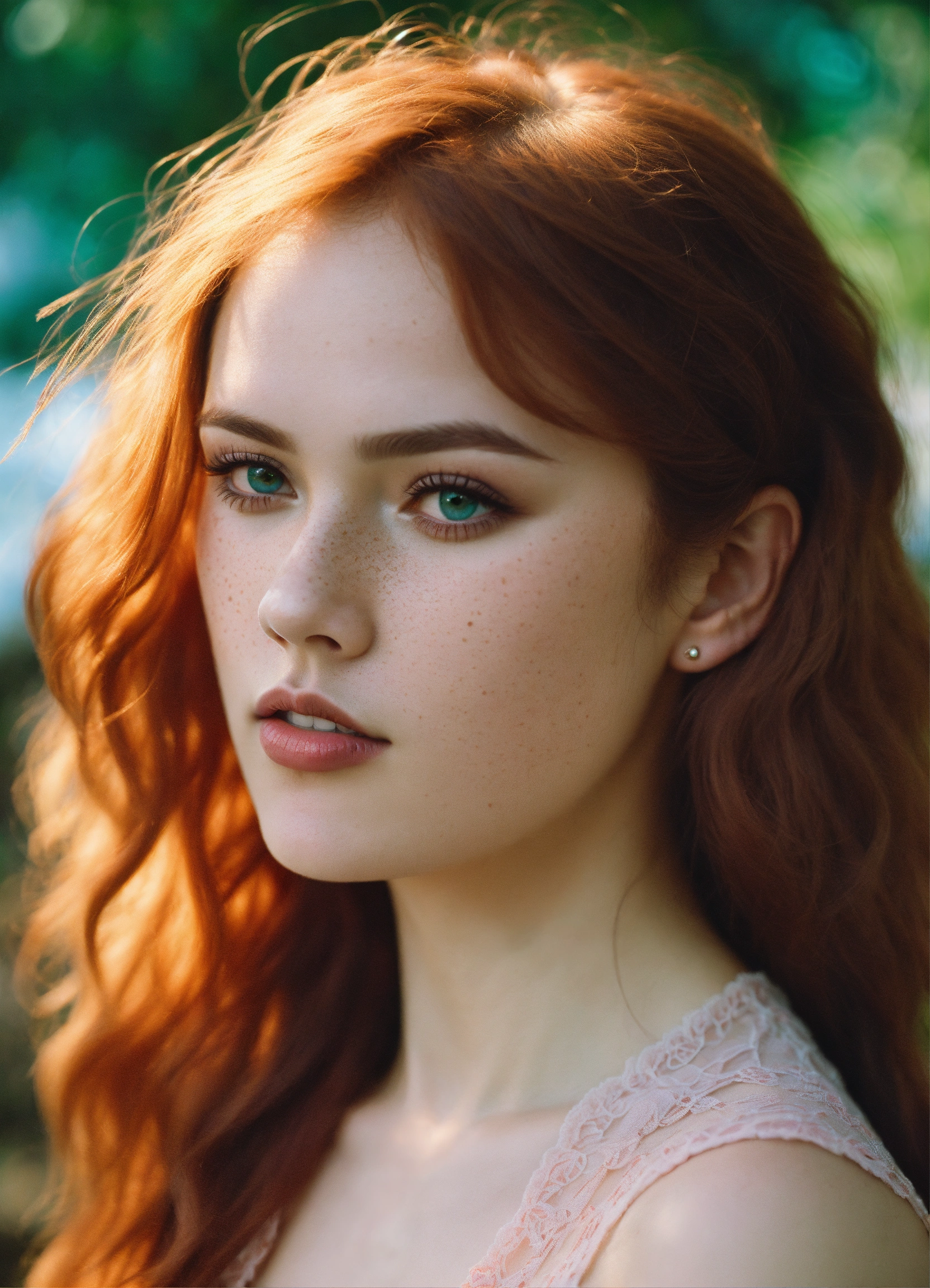 Lexica - Hyperrealistic youthful model= wavy redhair,