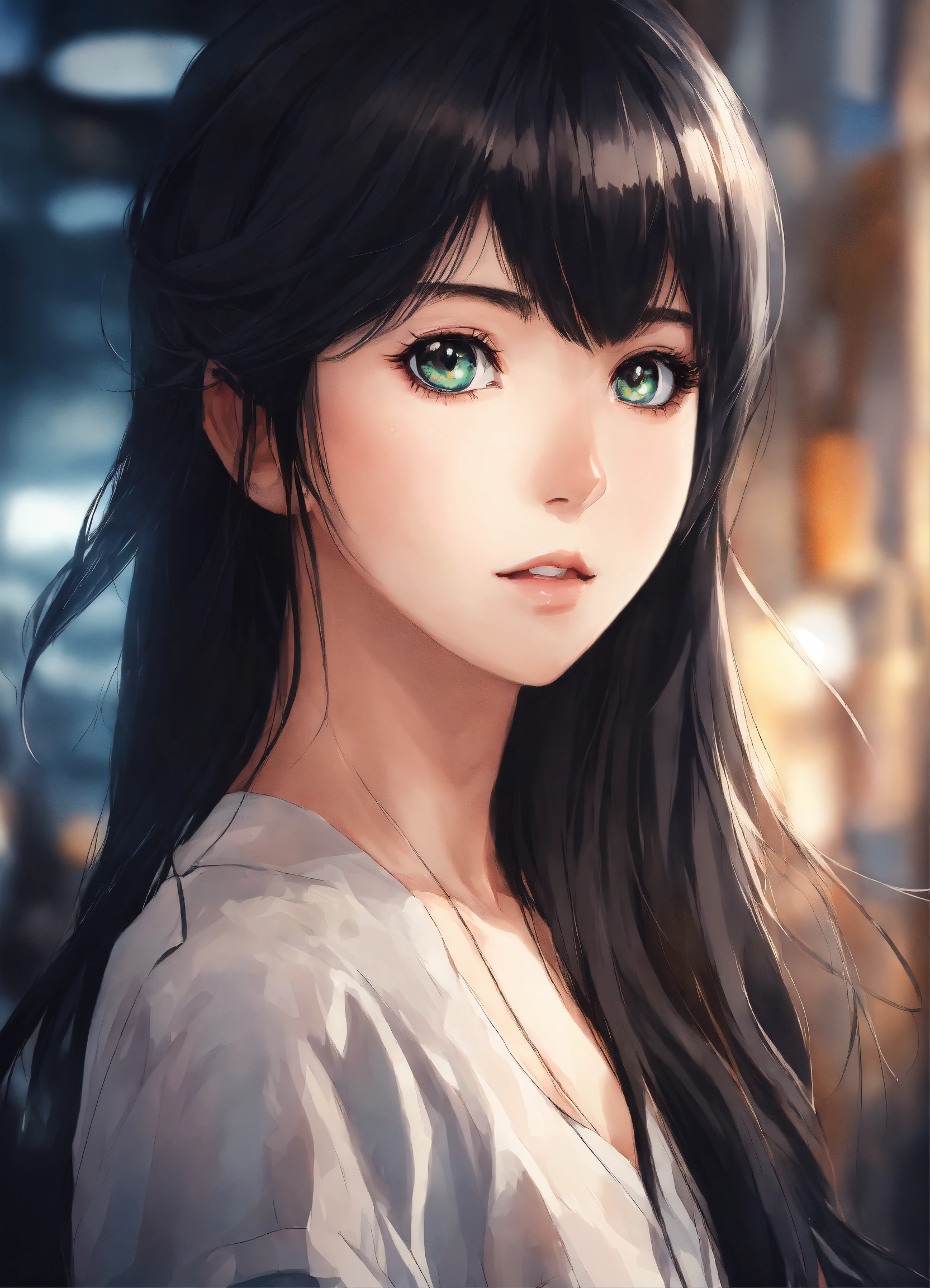 Lexica - Beautiful simple girl with black hair and big eyes anime style