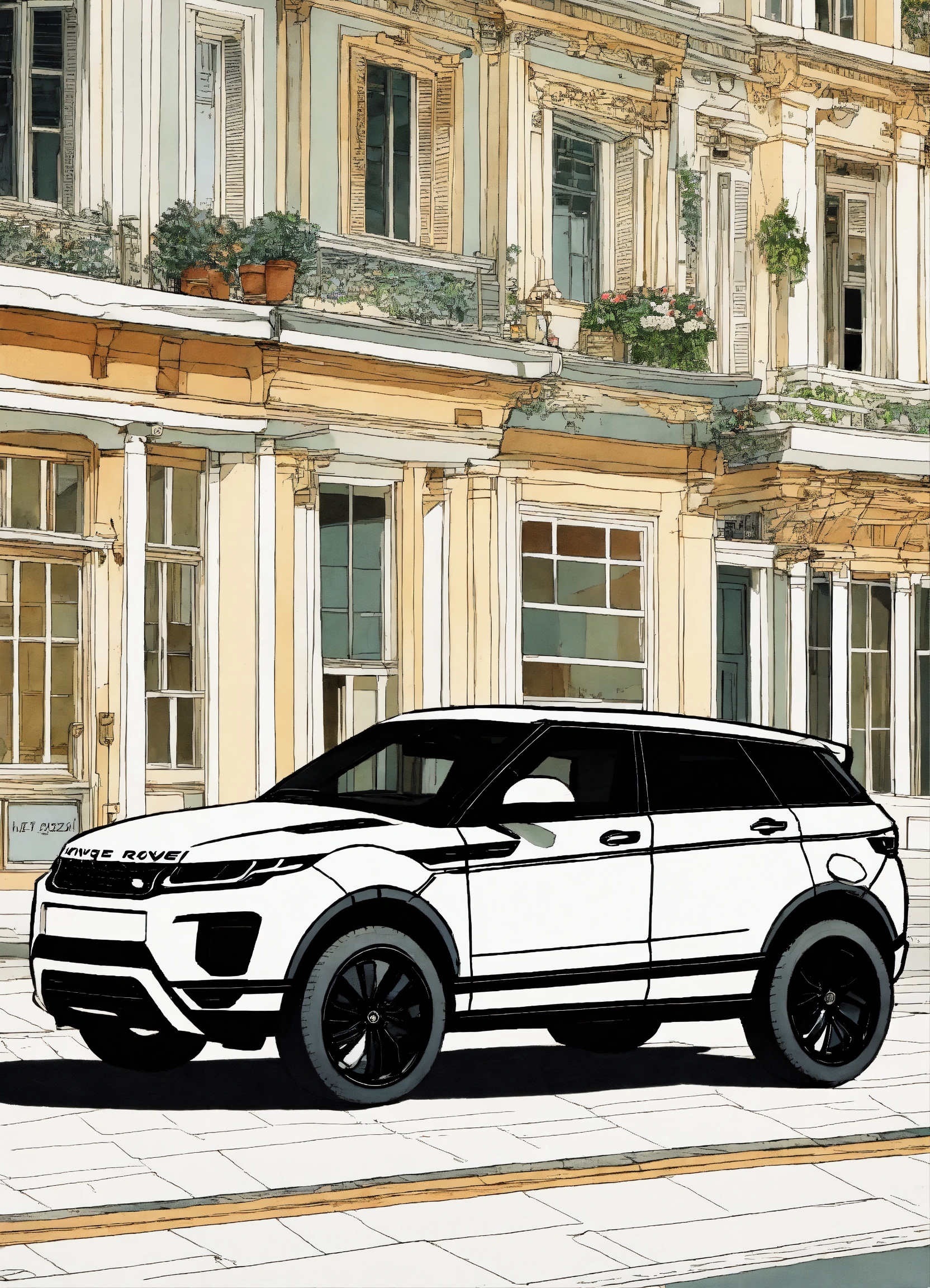 Lexica - Detailed pen and ink illustration of Range Rover Evoque 2022 ...