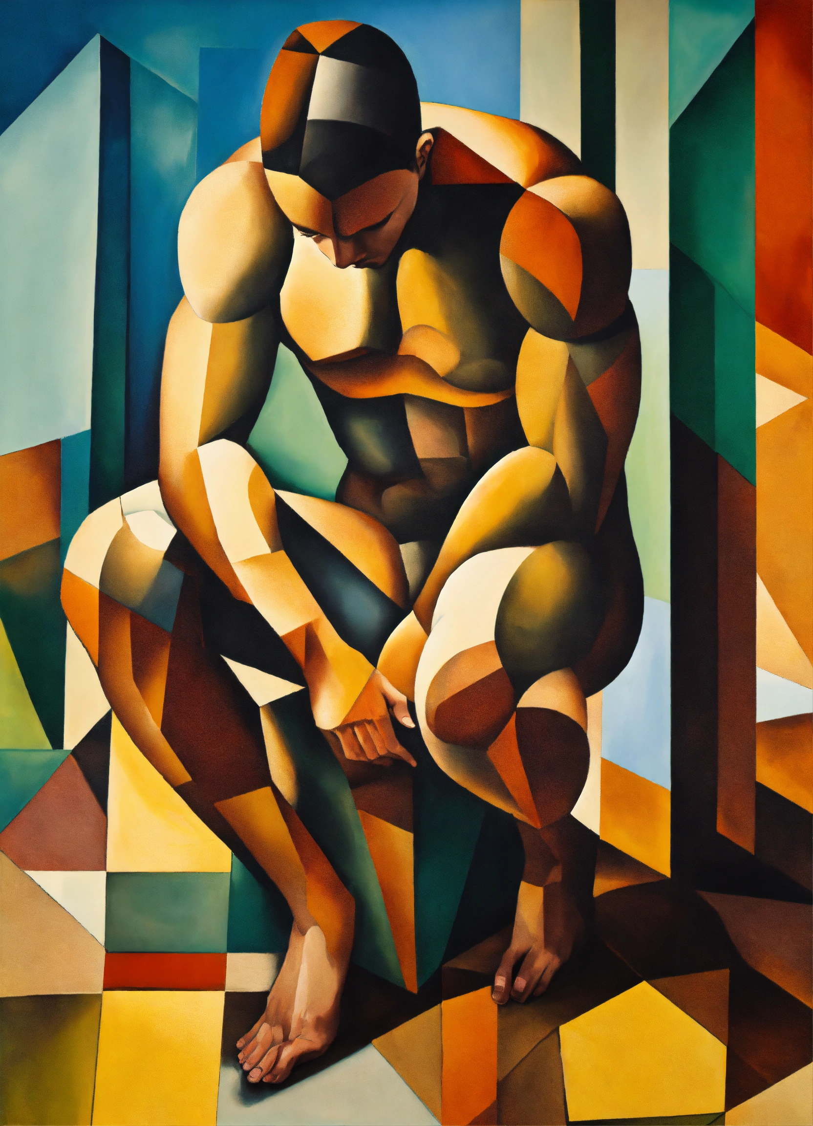 Lexica - Man on knees, cubism