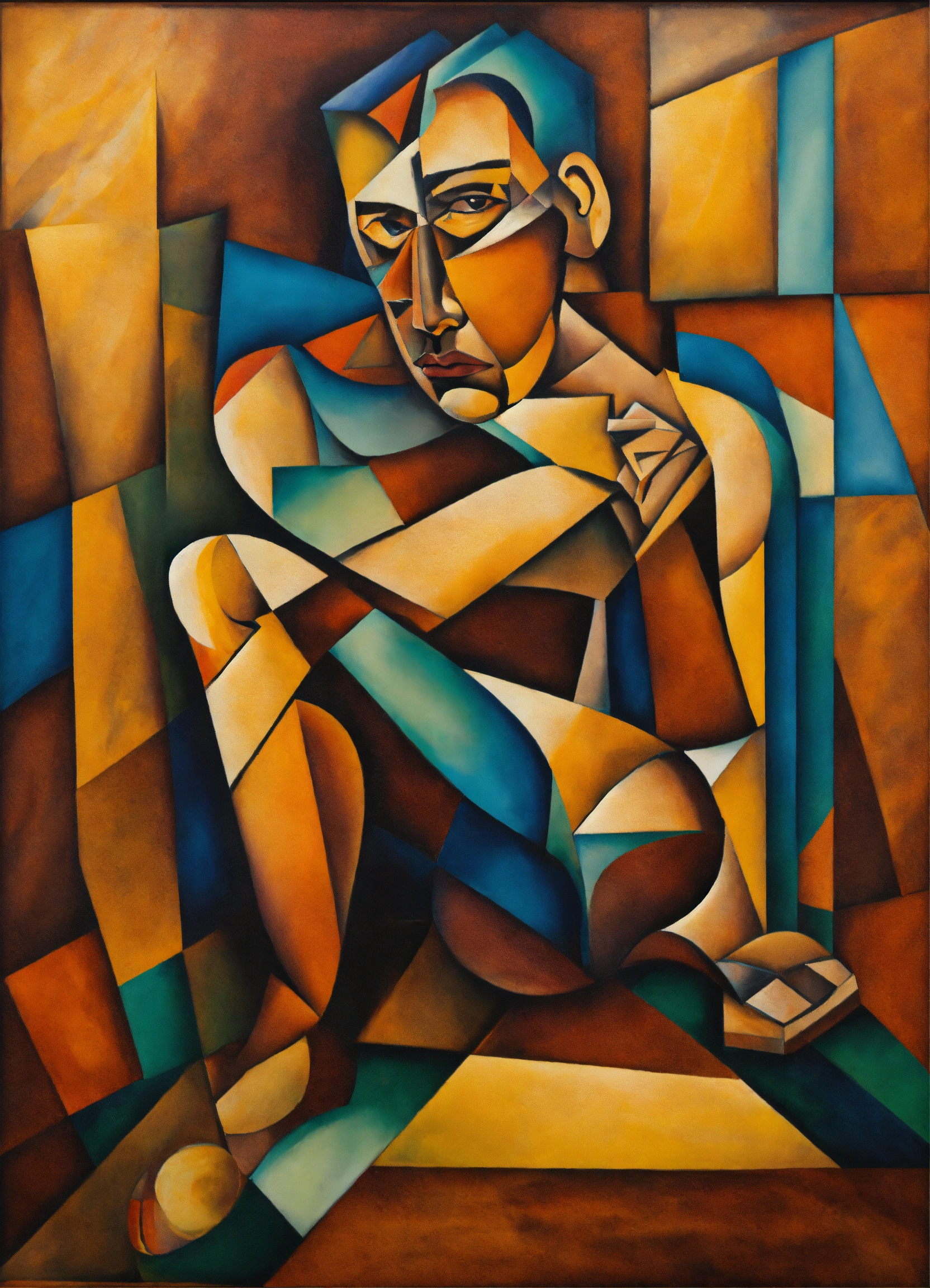 Lexica - Man on knees, cubism