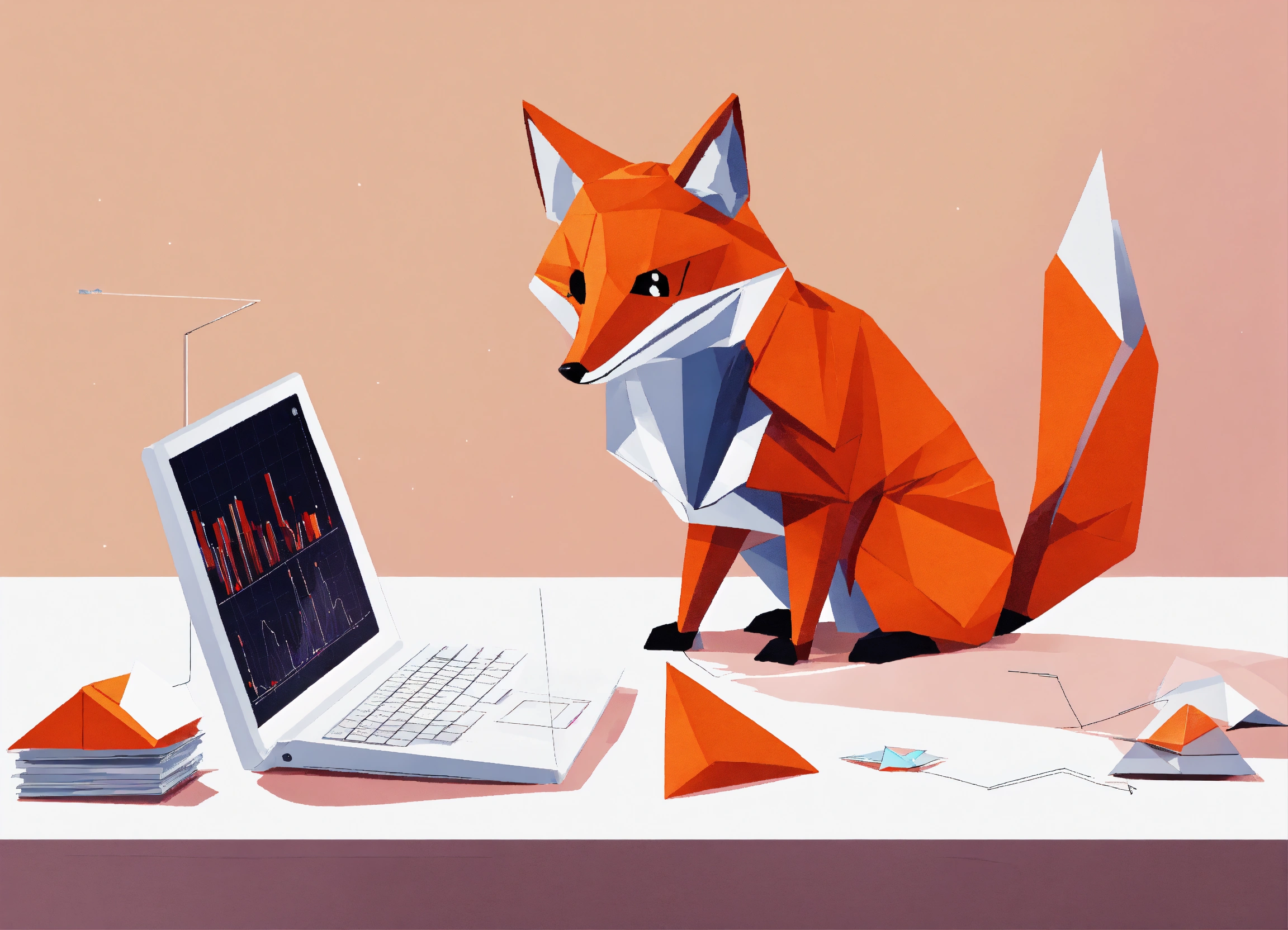Lexica - Anthropomorphic fox hidden under a desk playing with a PC with ...