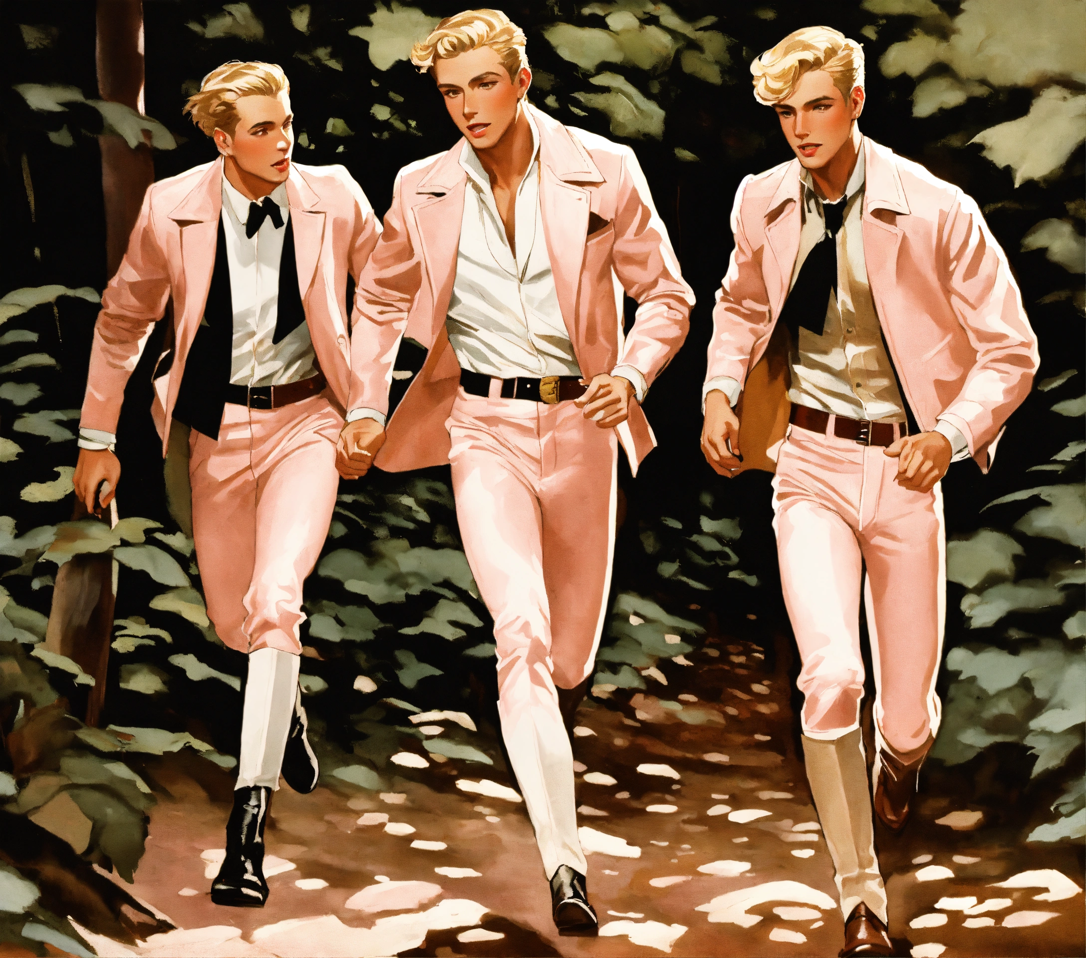 Lexica - Three blonde gentlemen in pale pink leather jacket and leather ...