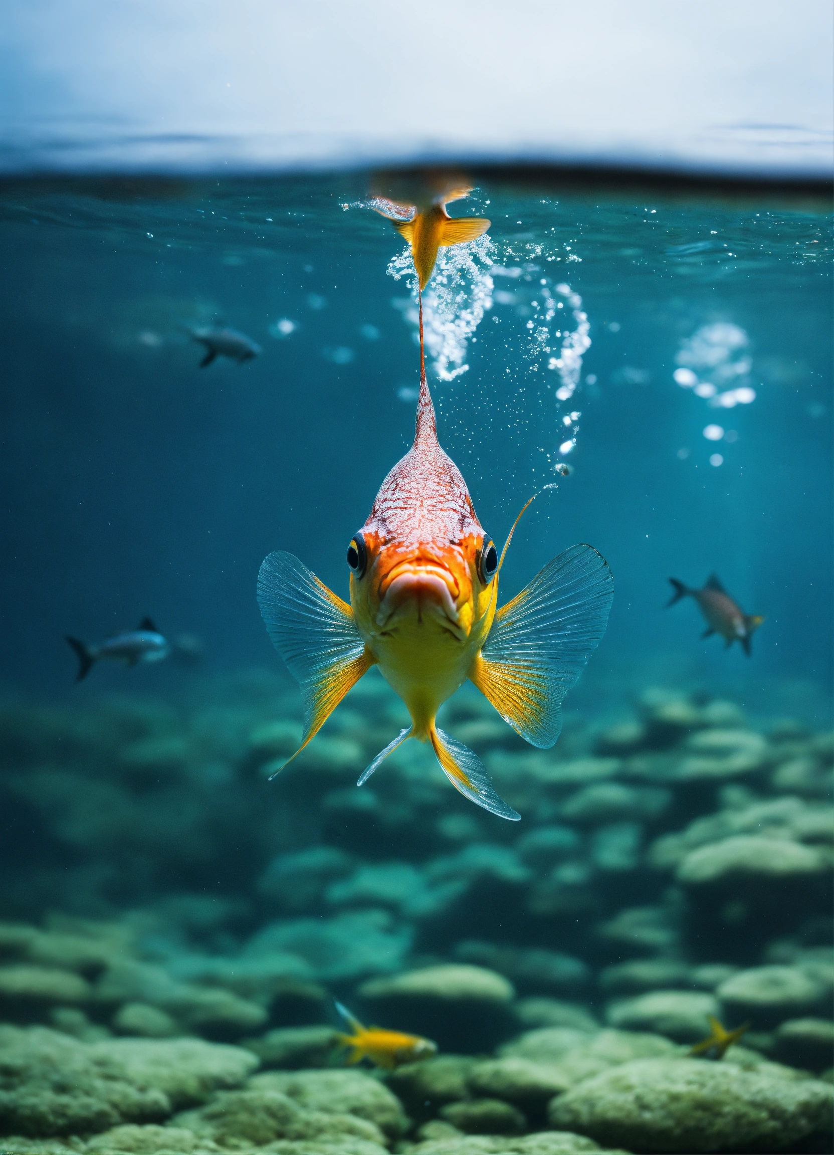 Lexica - The drop falls below the water surface, it morphs into a small ...