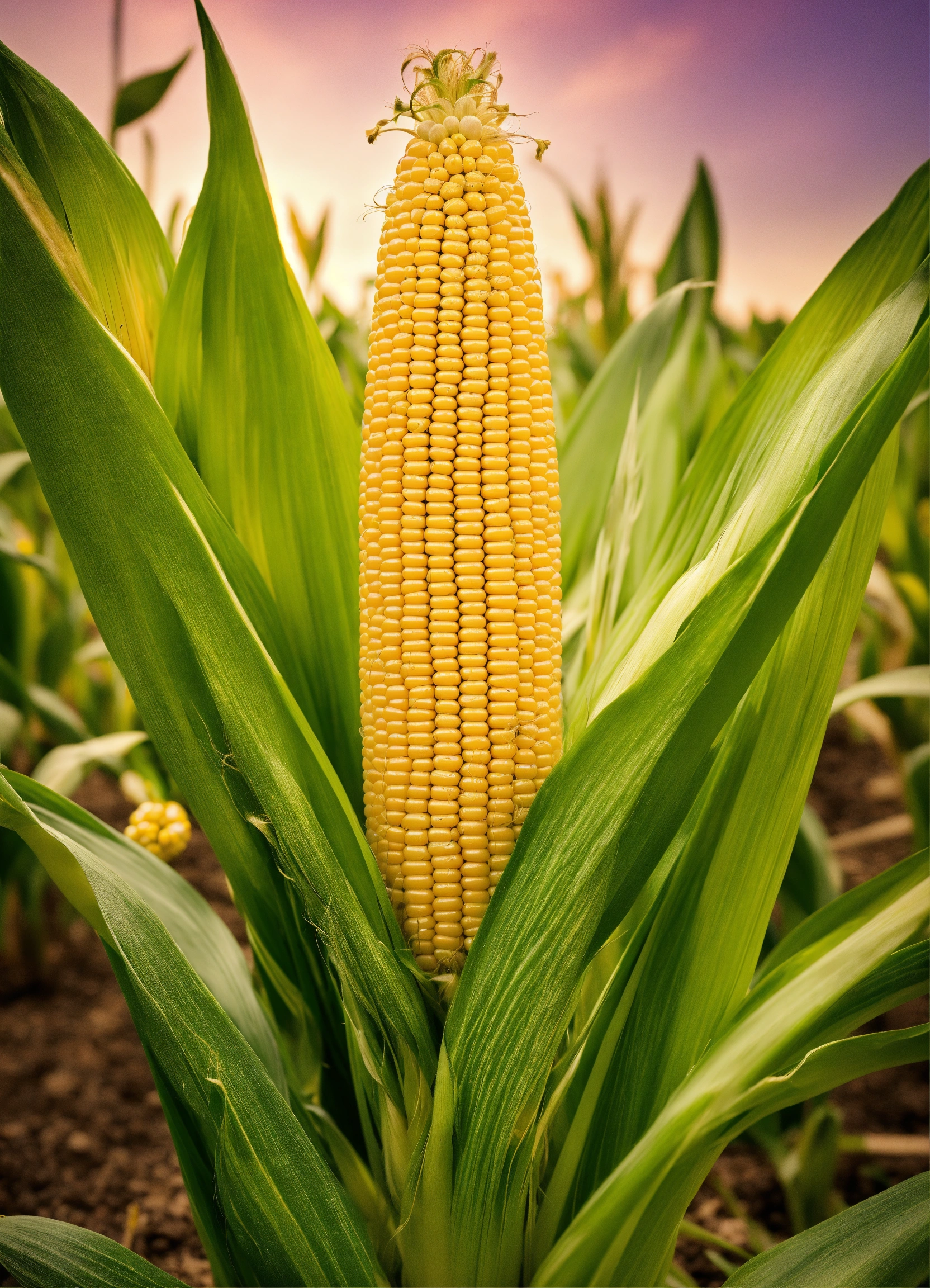 Lexica - A bush of corn with its flower and cob, centered, perfect ...