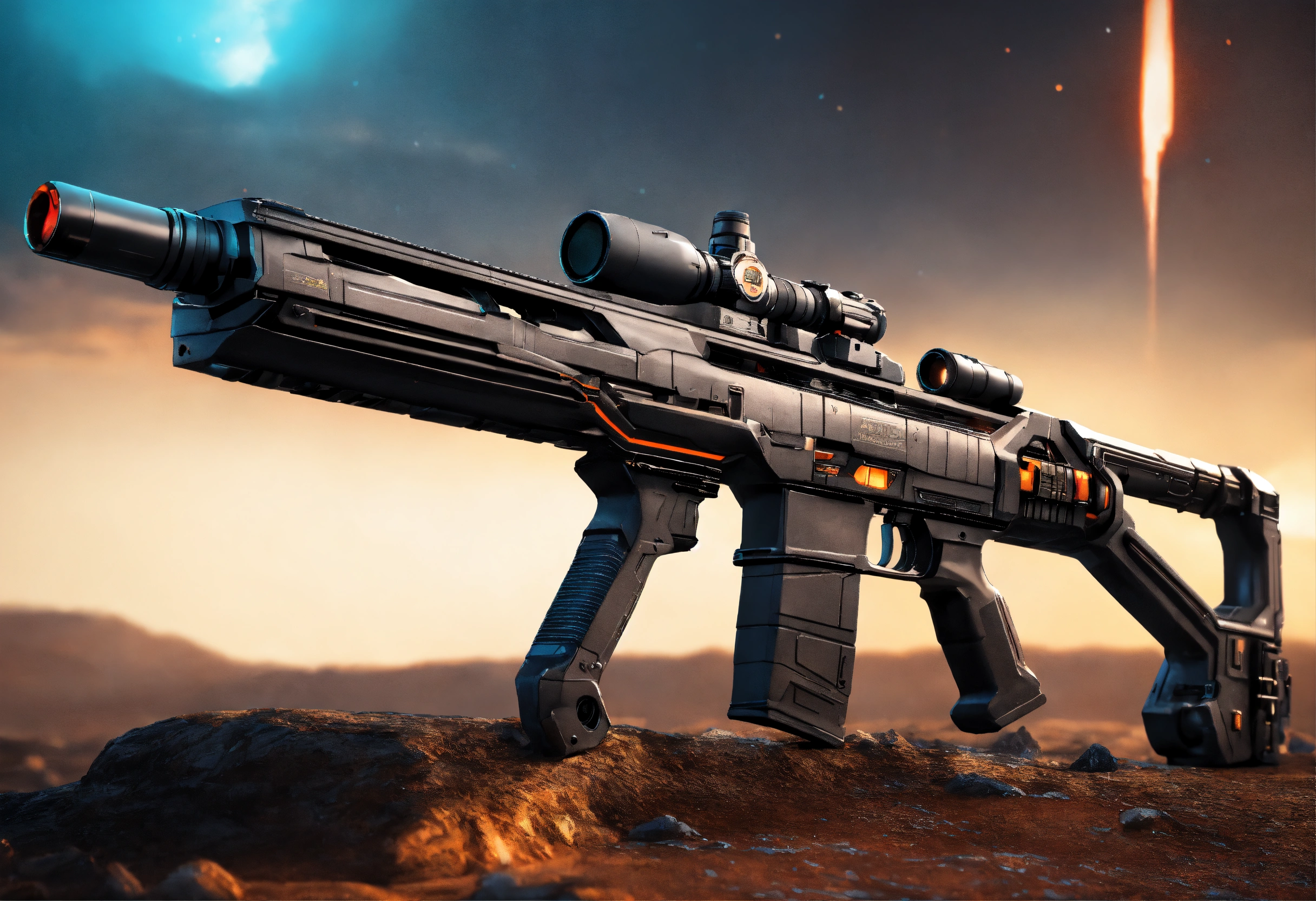 Lexica - Side view of the full image of a black sci fi energy rifle, HD ...
