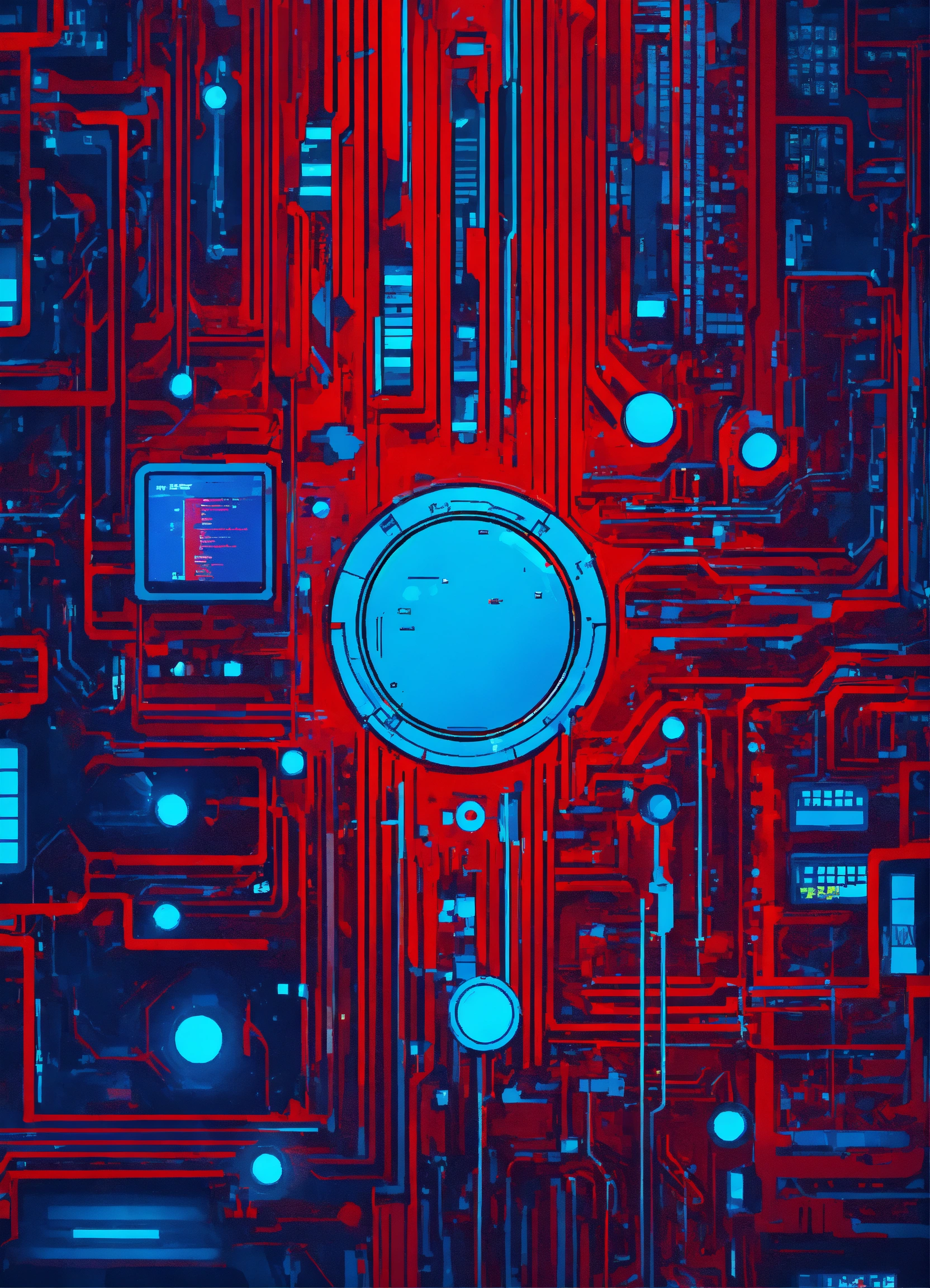 Lexica - Computer background and lights and code in blue and red colors ...