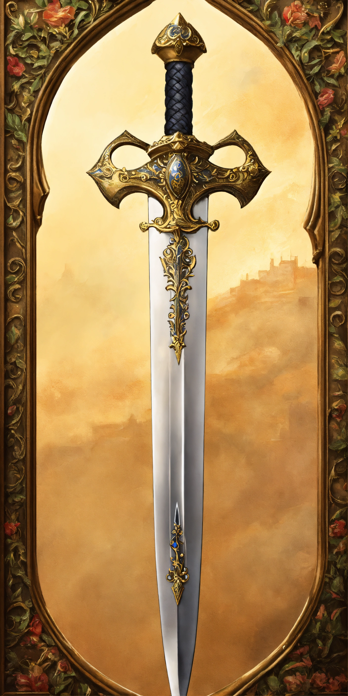 Lexica - Richly decorated long sword, ultra realistic, very detailled