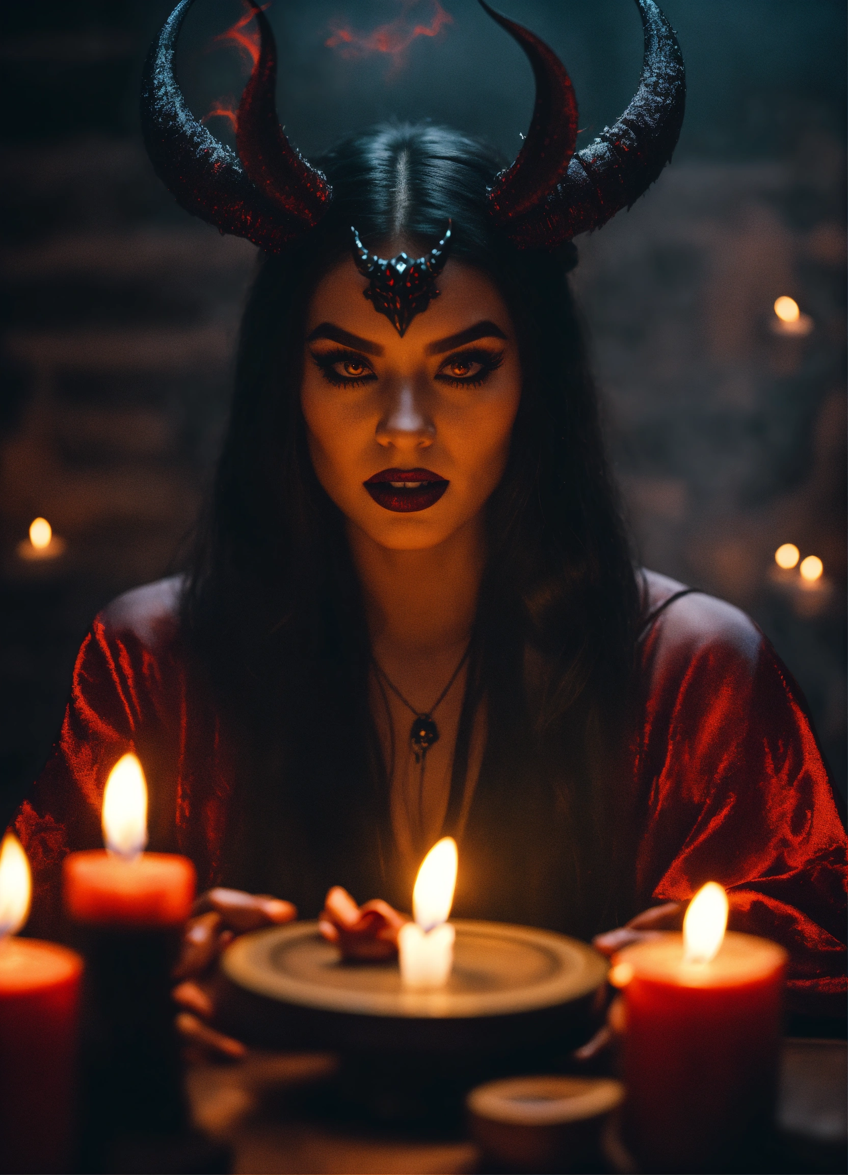 Lexica - Evil female demon teaching women about magic, scary vibes