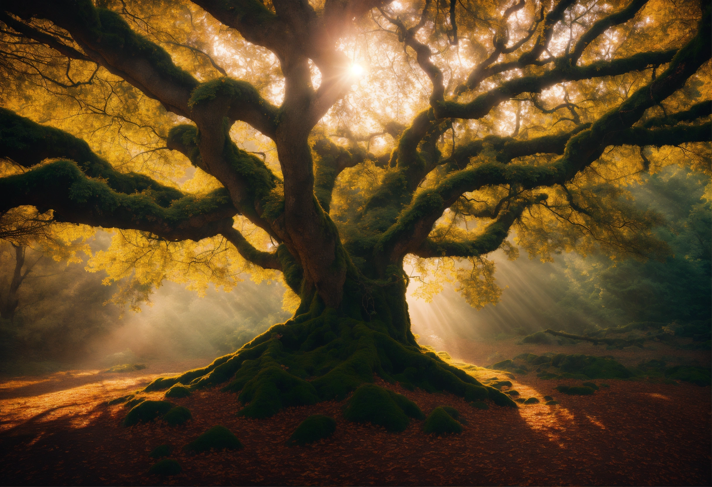 Lexica - A landscape filled with tree branches delicately intertwining ...