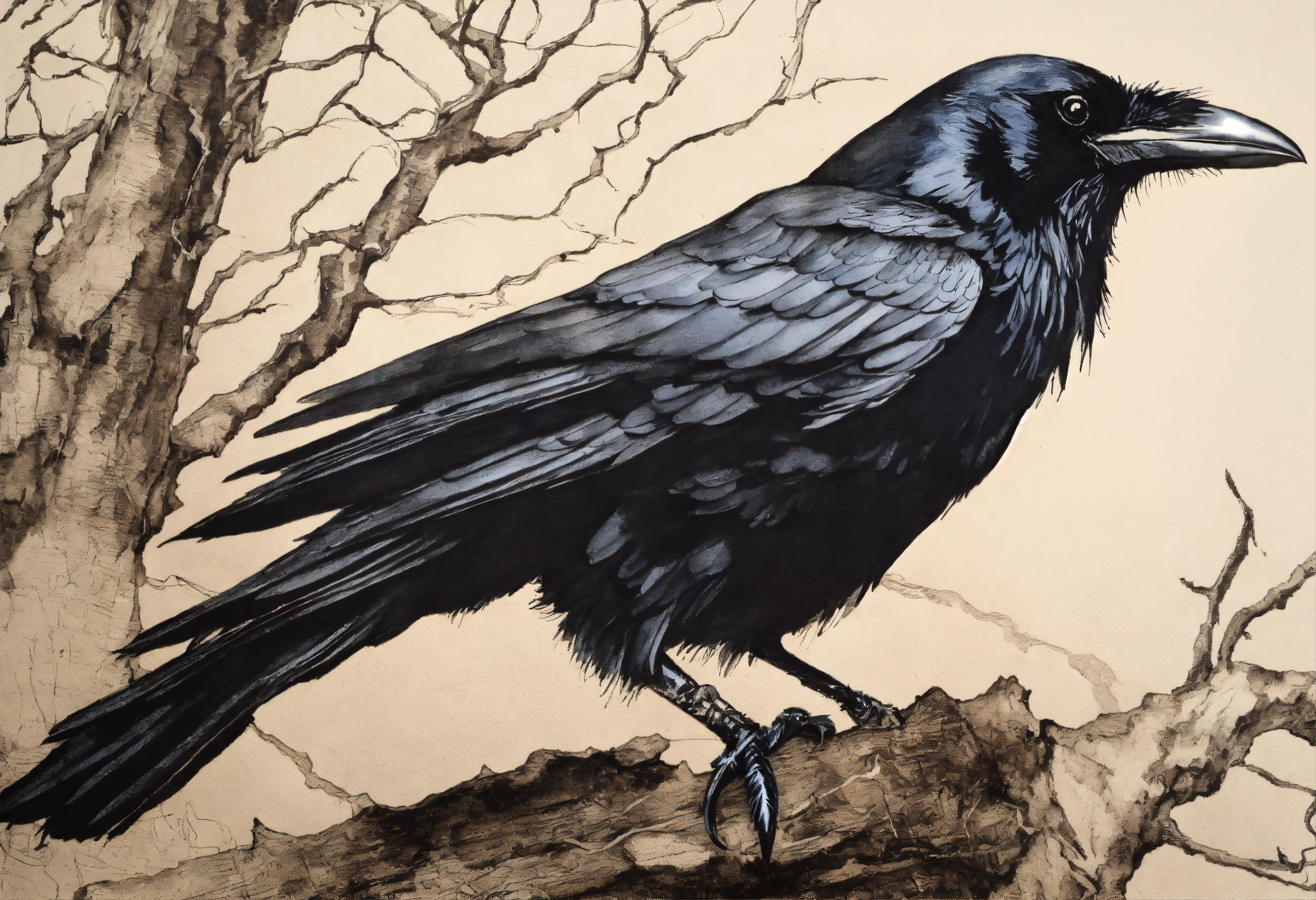 Lexica - A pen and ink drawing of a raven