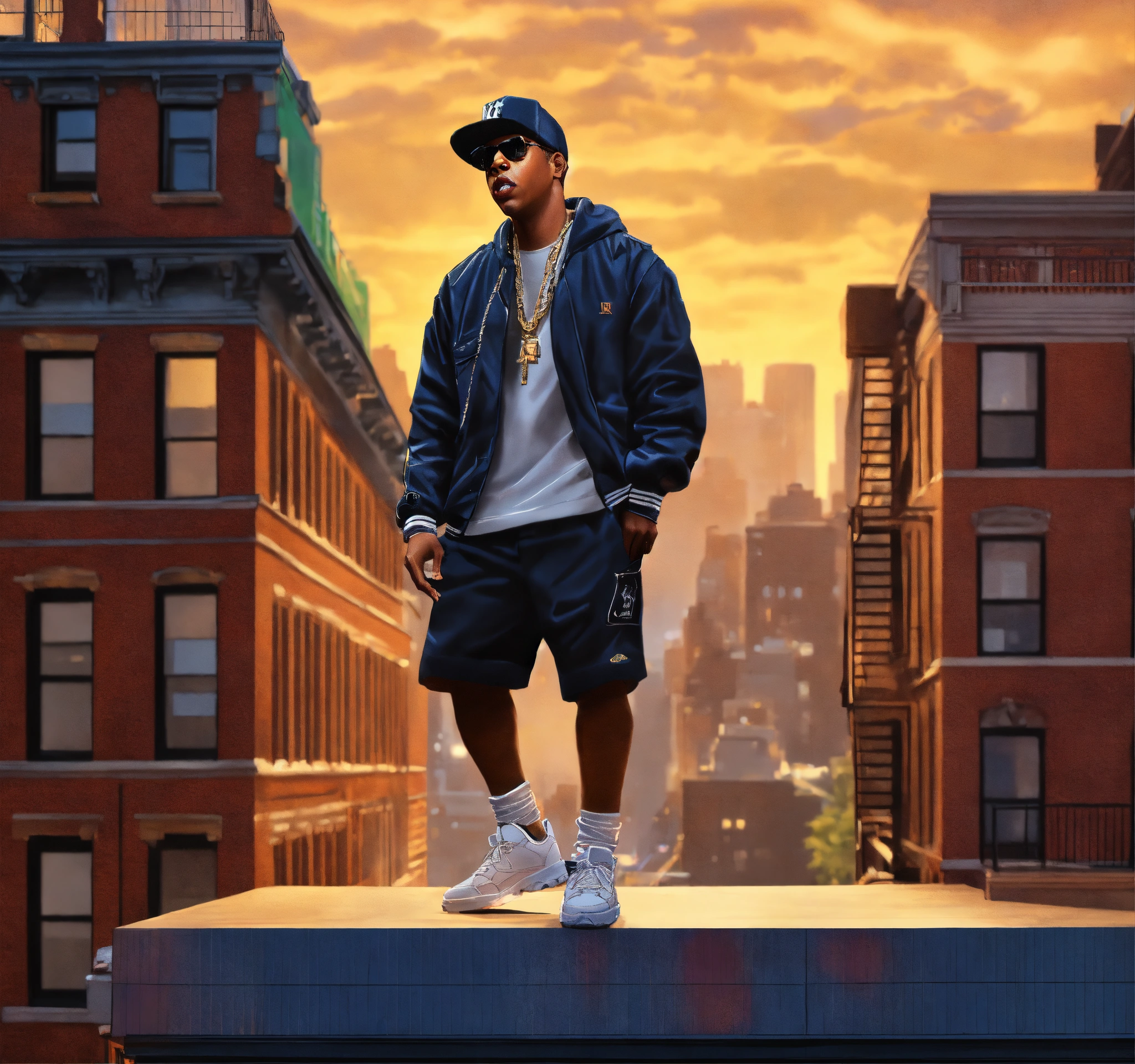 Lexica - Pop art, hyperrealist full body portrait of black rapper 