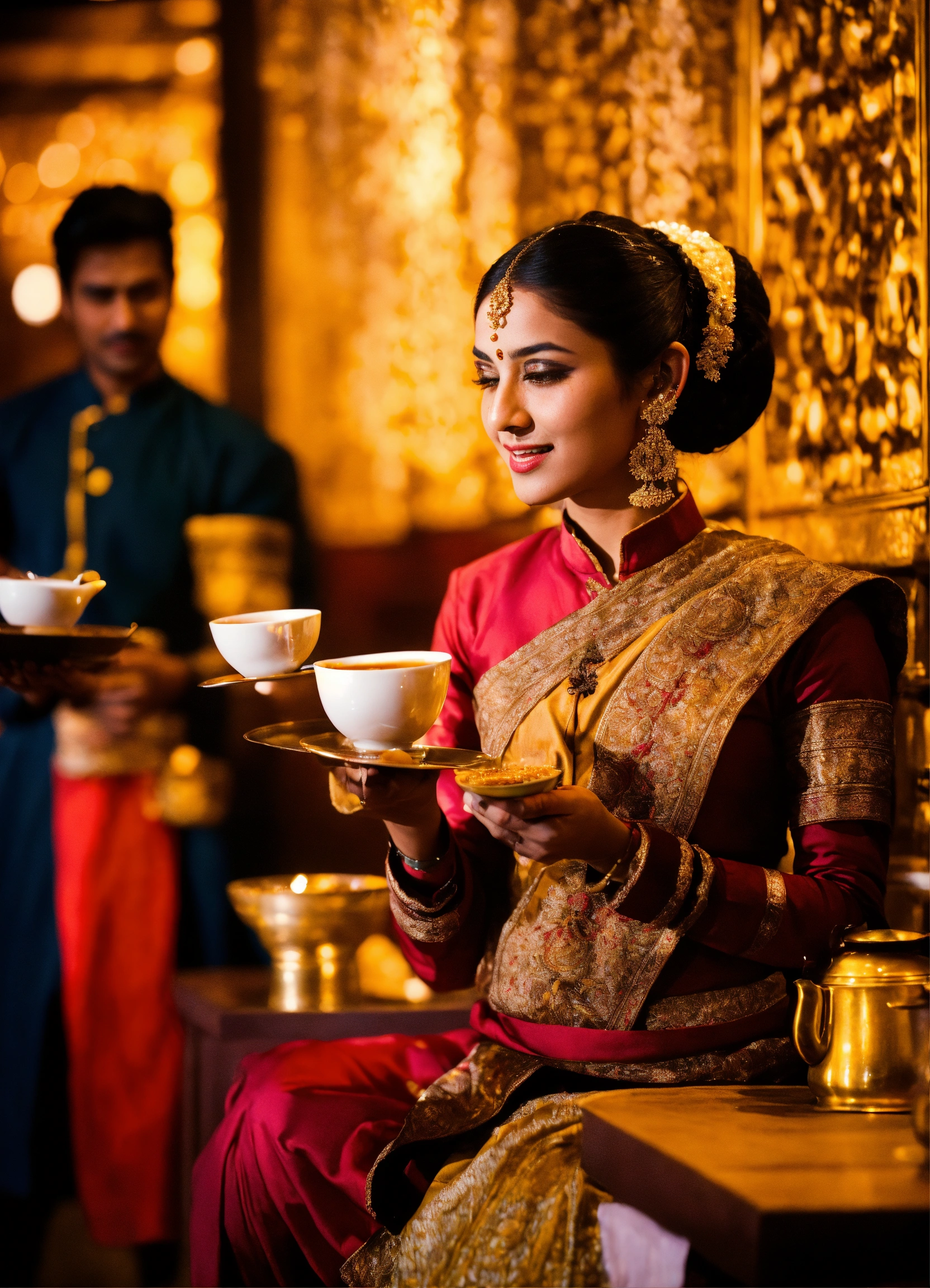 Lexica - Skilled servers pour Chai tea from one cup to another in a ...