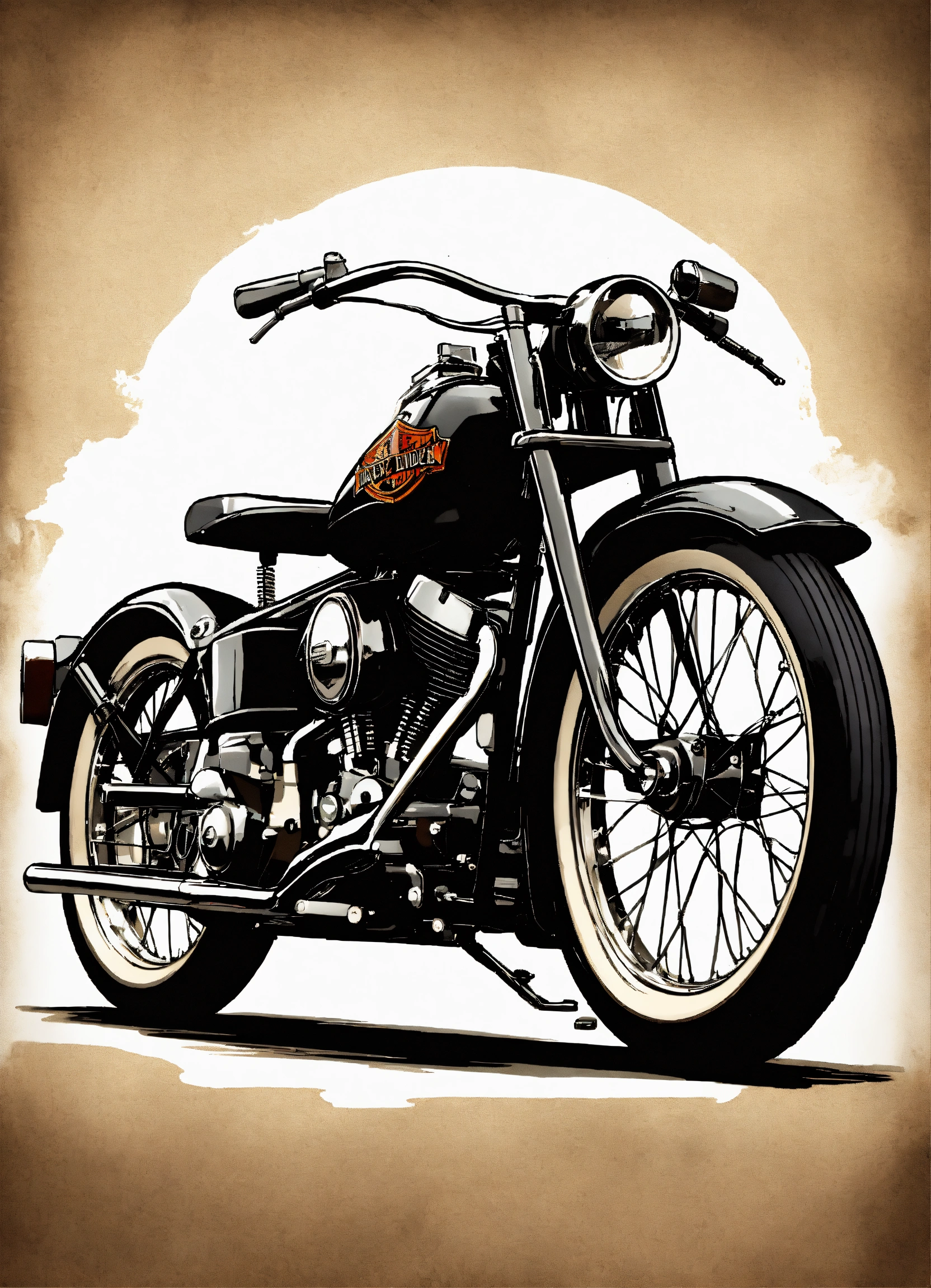 Lexica - Create an extremely precise illustration of a vintage Harley ...