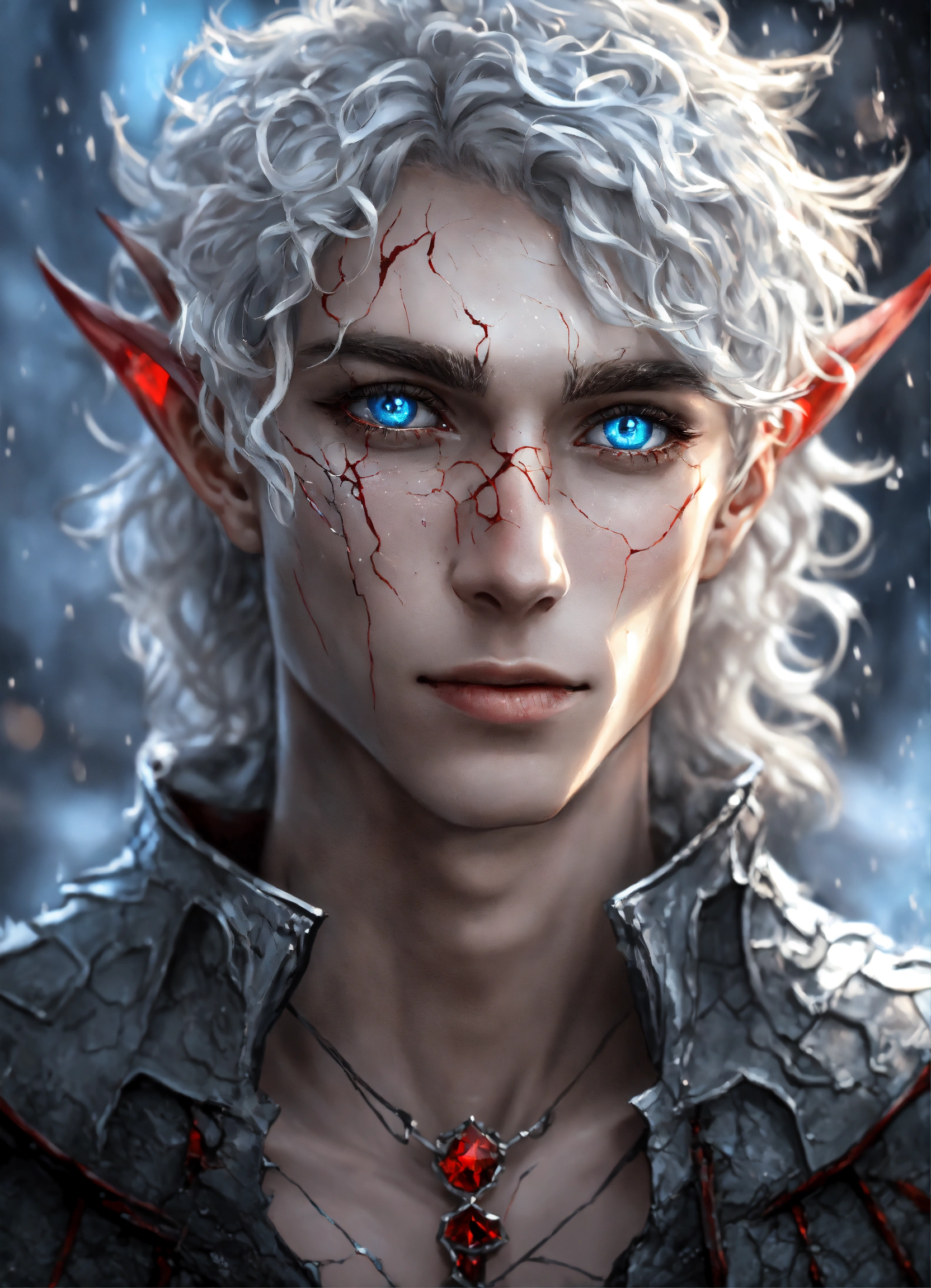 Lexica - Fantasy portrait of a ash-grey skinned elf, masculine ...