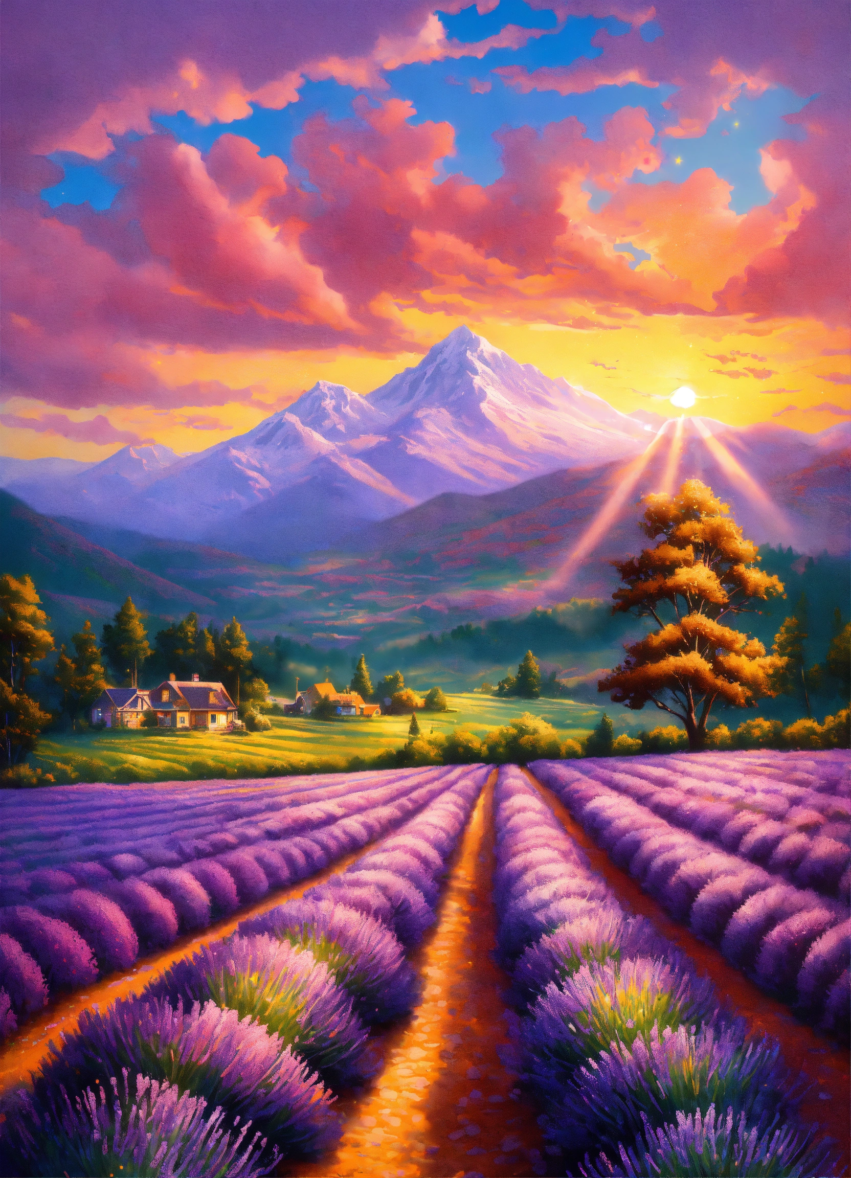 Lexica - Pop art, fields of lavender, vibrant colors, ultra sharp ...