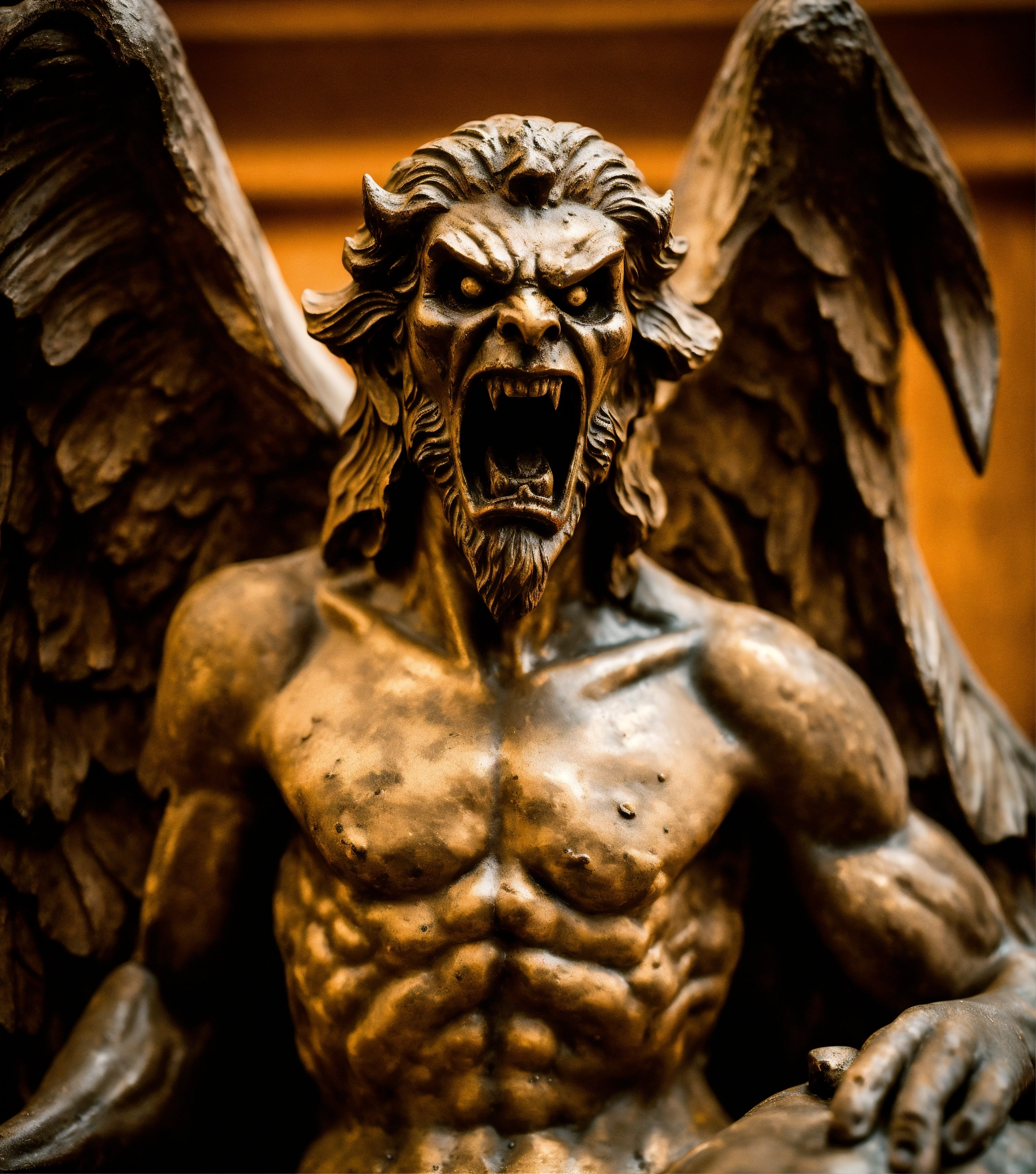 Lexica - Very angry Pazuzu demon statue very scary photography