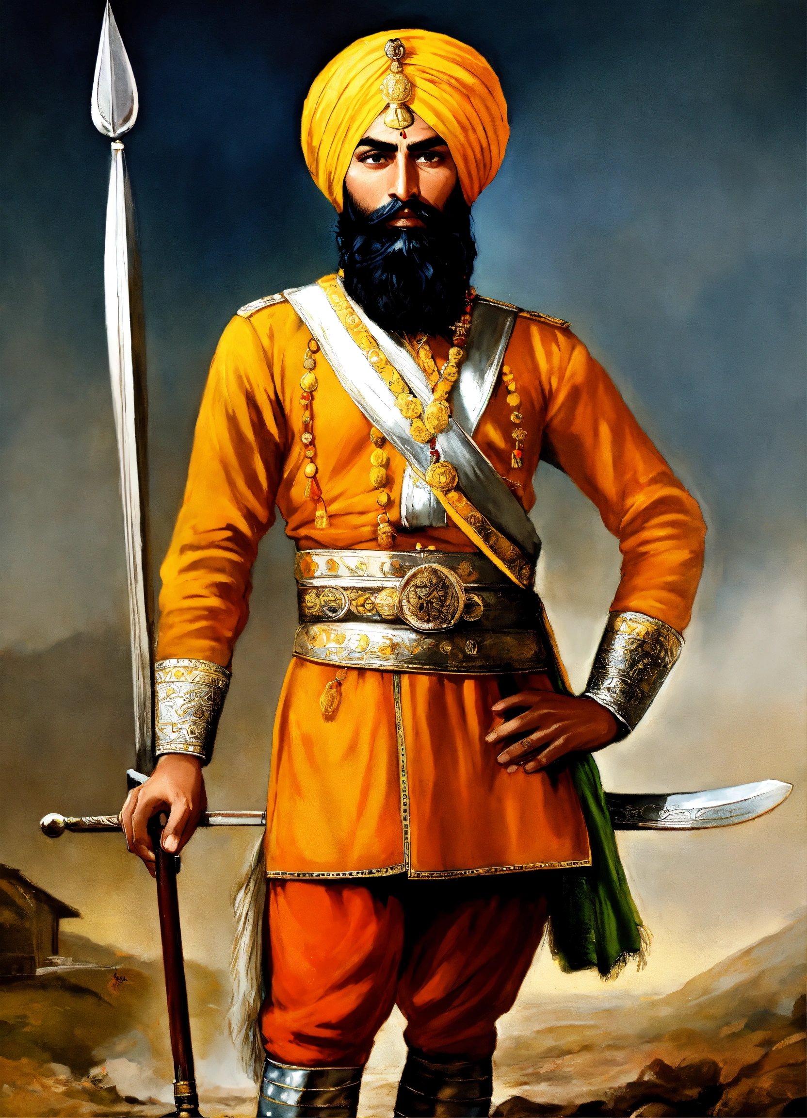 Lexica - Hari Singh Nalwa , sikh warrior , 7 feet Hight, war , fight ...