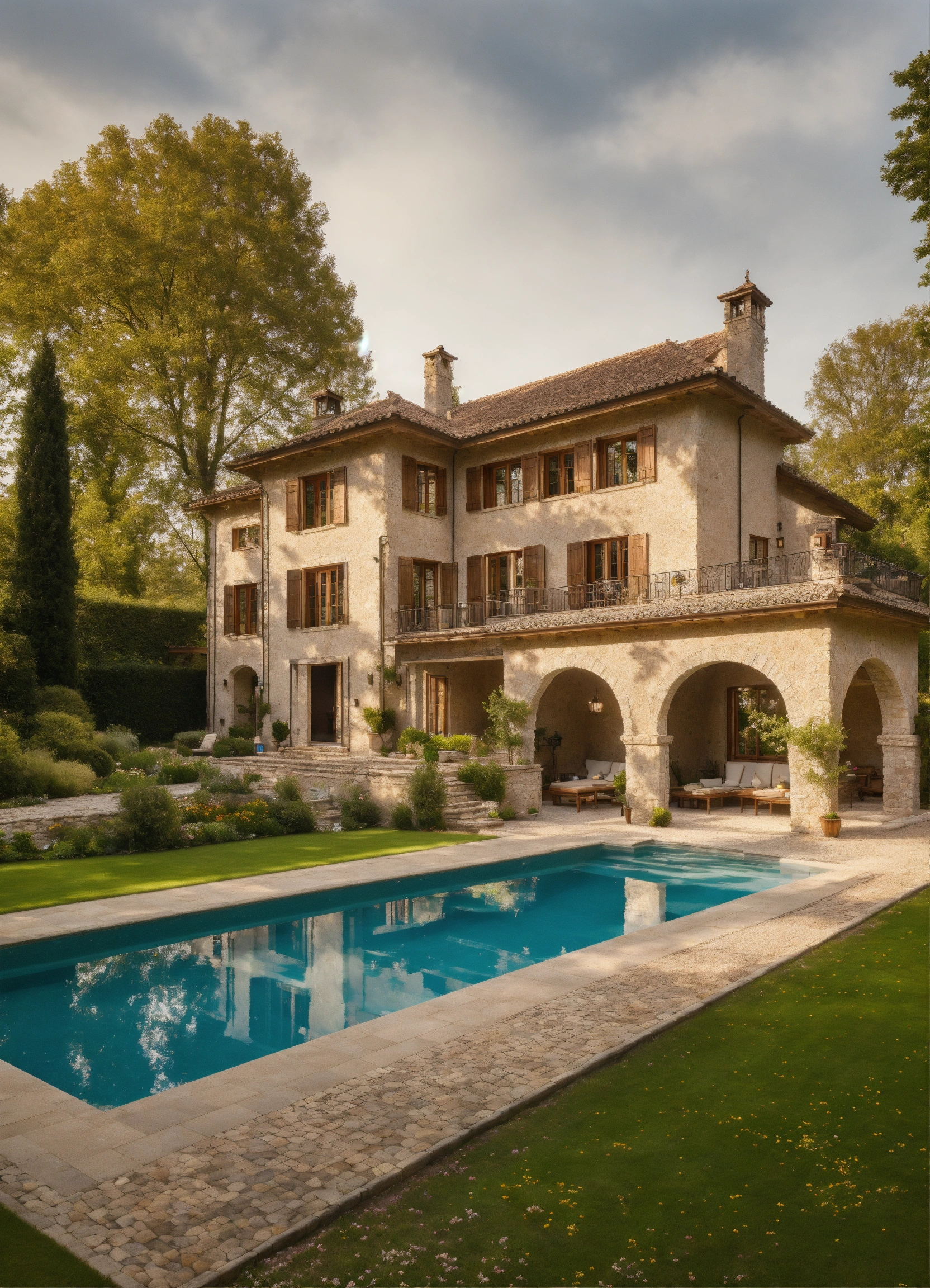 Lexica - Classic huge estate in wood and stone and interior with garden ...